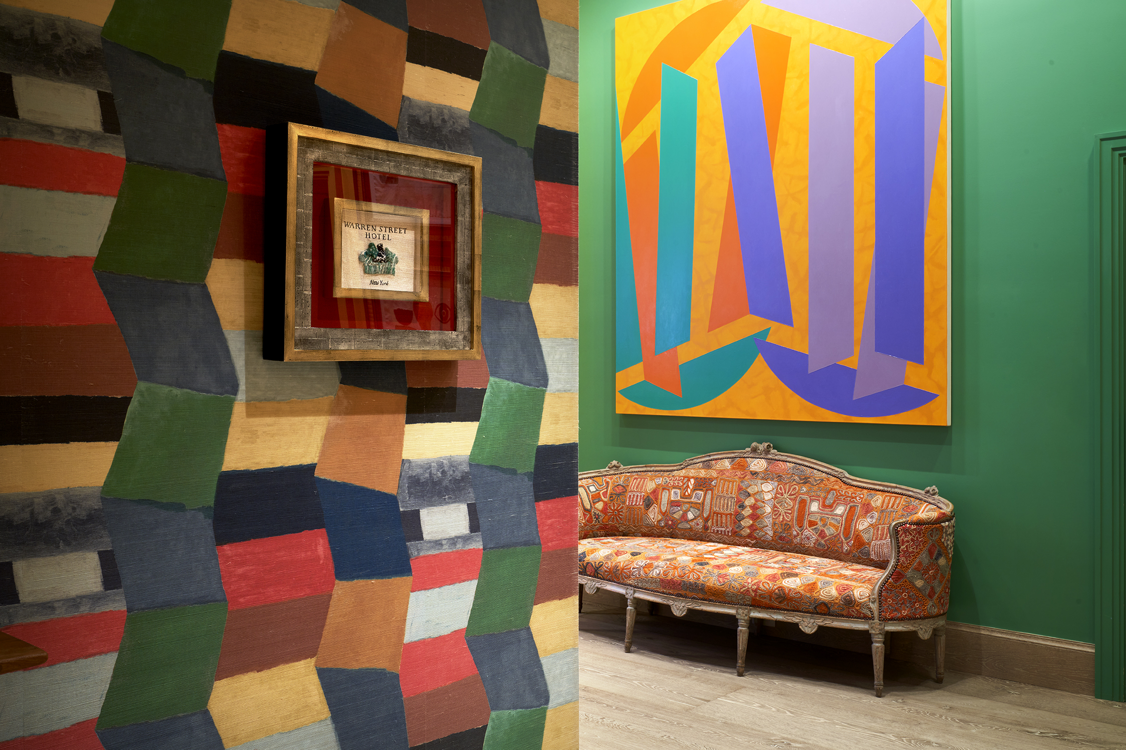 Close shot of a corner of the Lobby at Warren Street Hotel