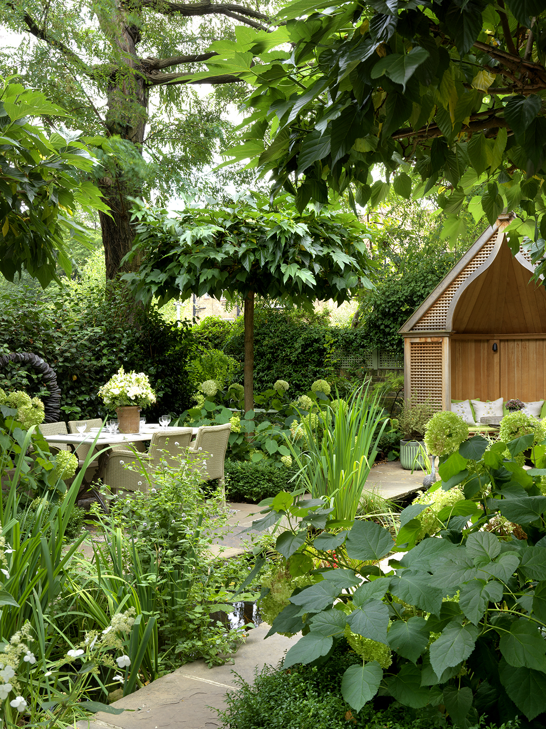 A shot of the corner of The Orangery garden at Number Sixteen