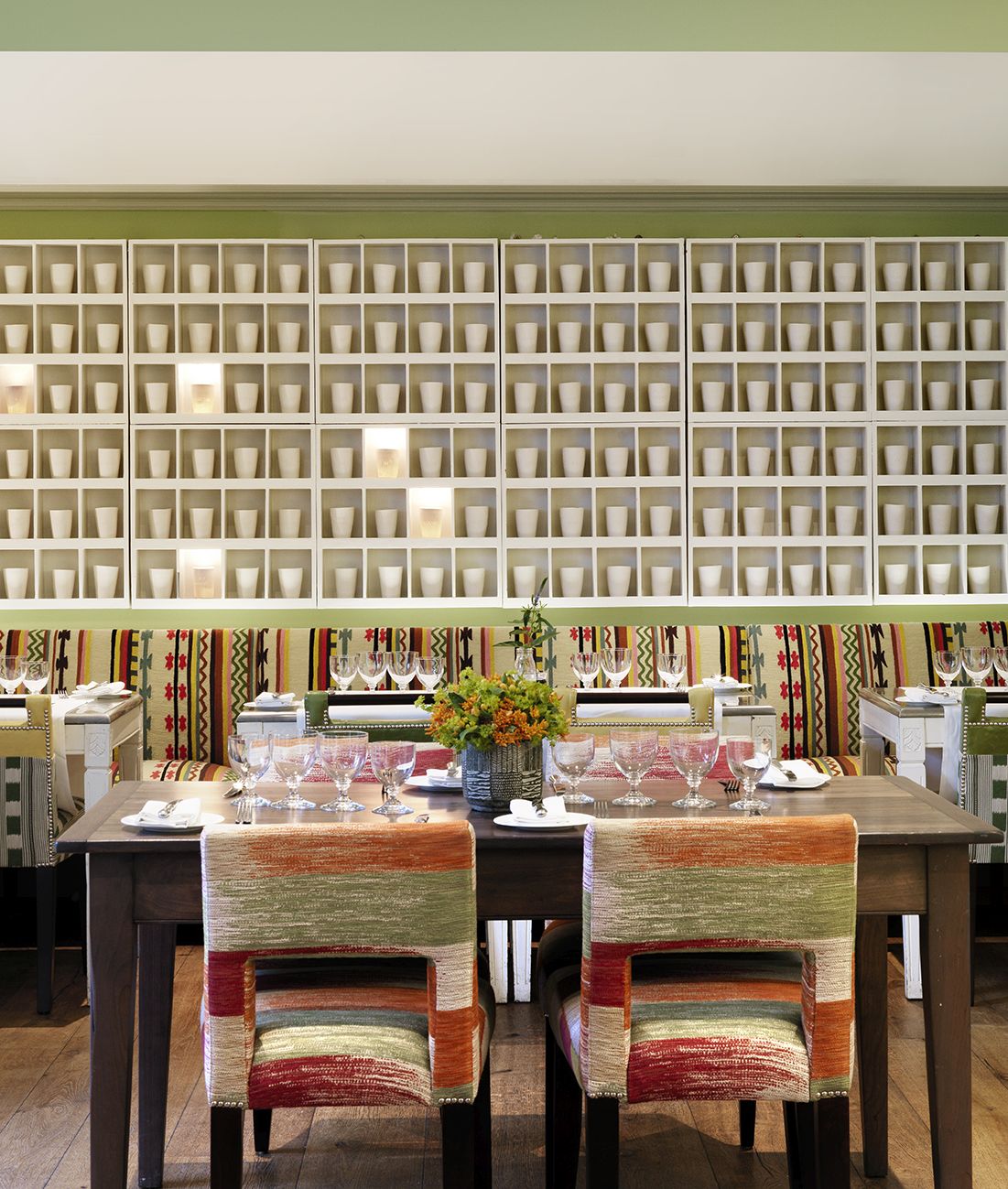 Close up image of the art display at The Potting Shed, Dorset Square Hote