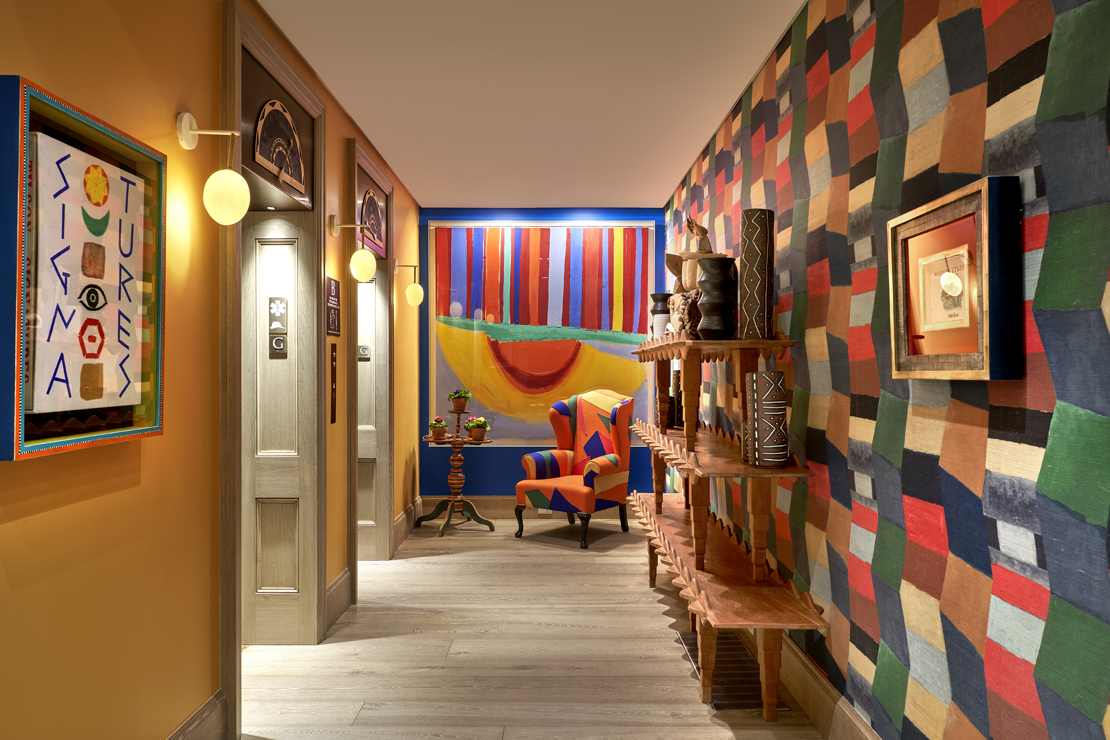 Close shot of the back of the Lobby at Warren Street Hotel