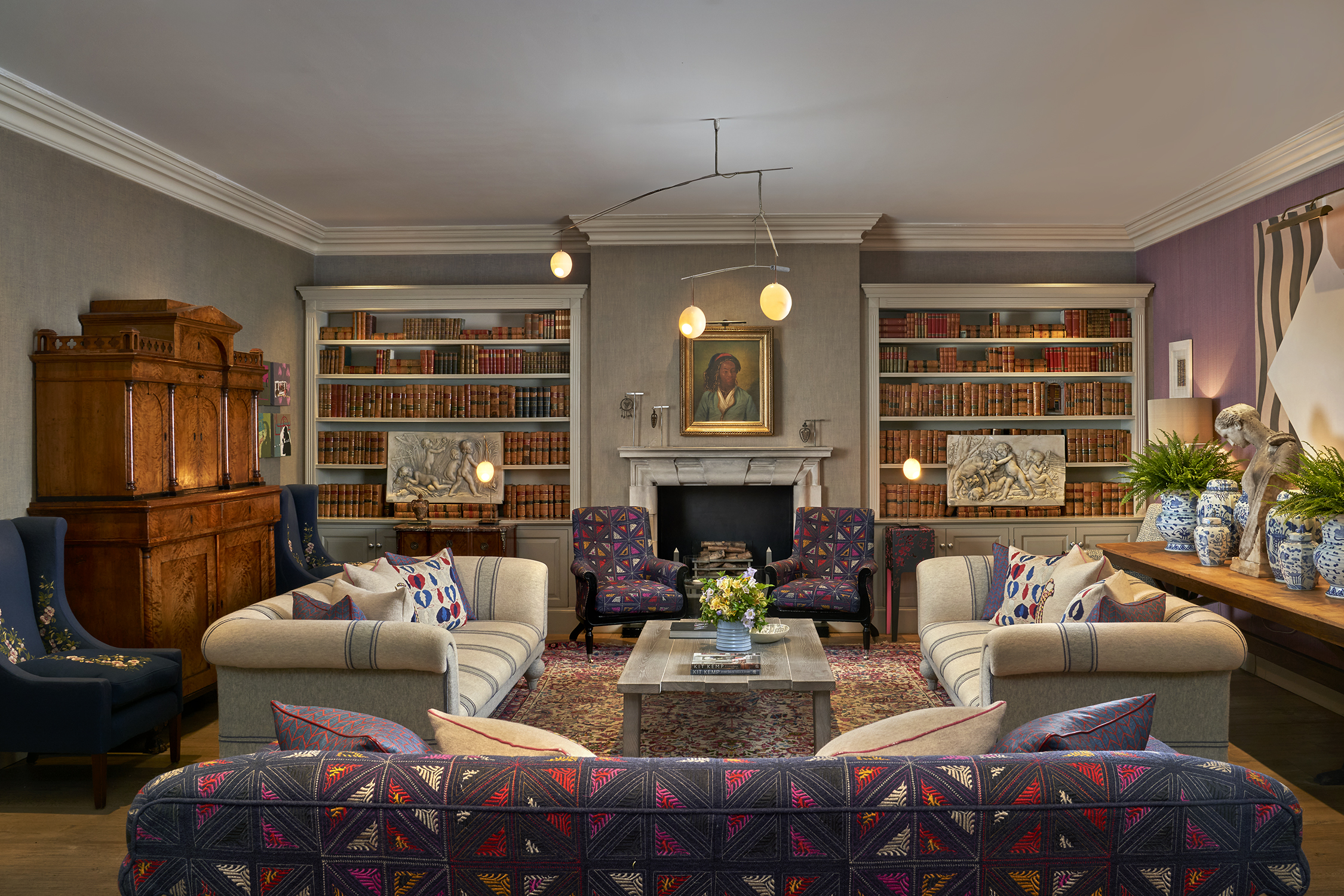 A front on wide shot of the Library at Haymarket Hotel