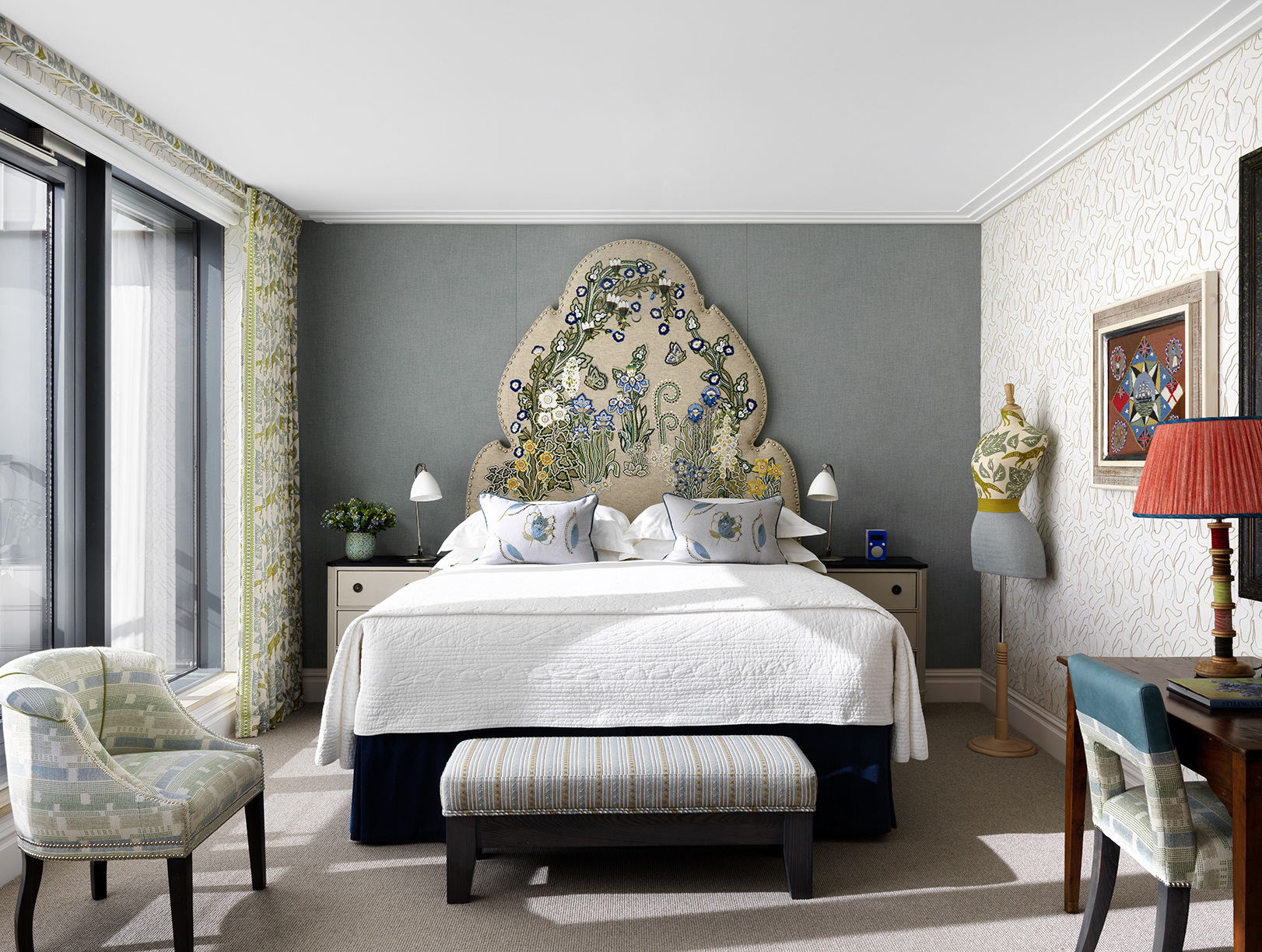 Second bedroom shot of room 502, the Terrace Suite at Ham Yard Hotel