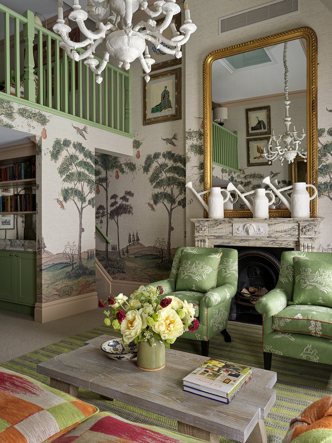 Living room and stairs portrait shot of room 303, the Loft Suite at Covent Garden Hotel
