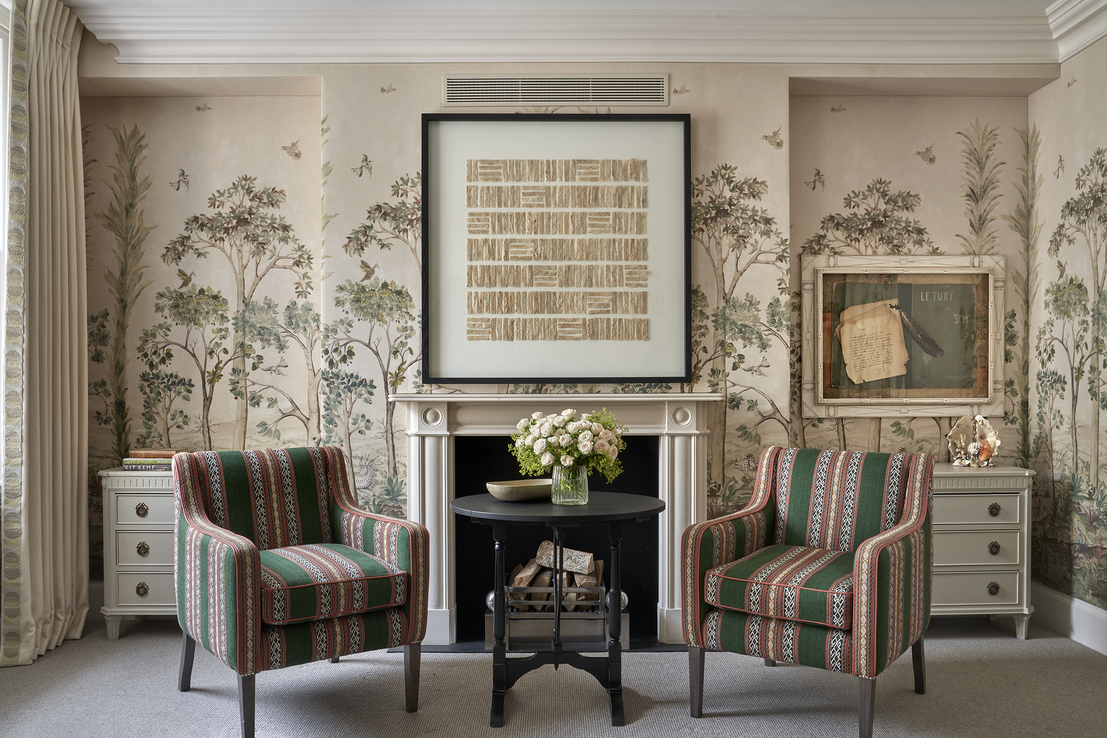The sitting area of the first bedroom in the Two Bedroom Suffolk Suite at Haymarket Hotel
