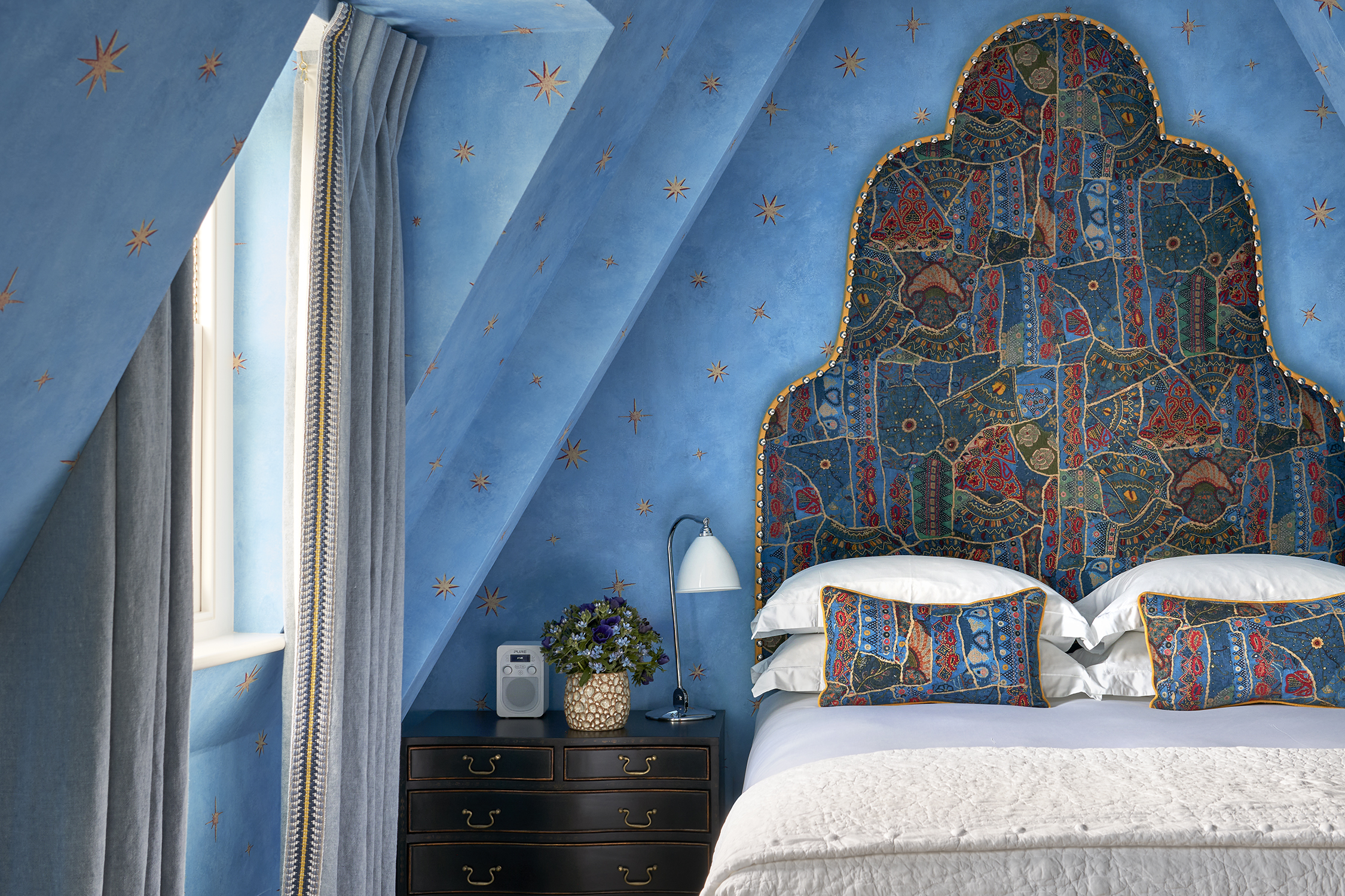 A close up Bed shot of room 410, a Luxury Room at Charlotte Street Hotel