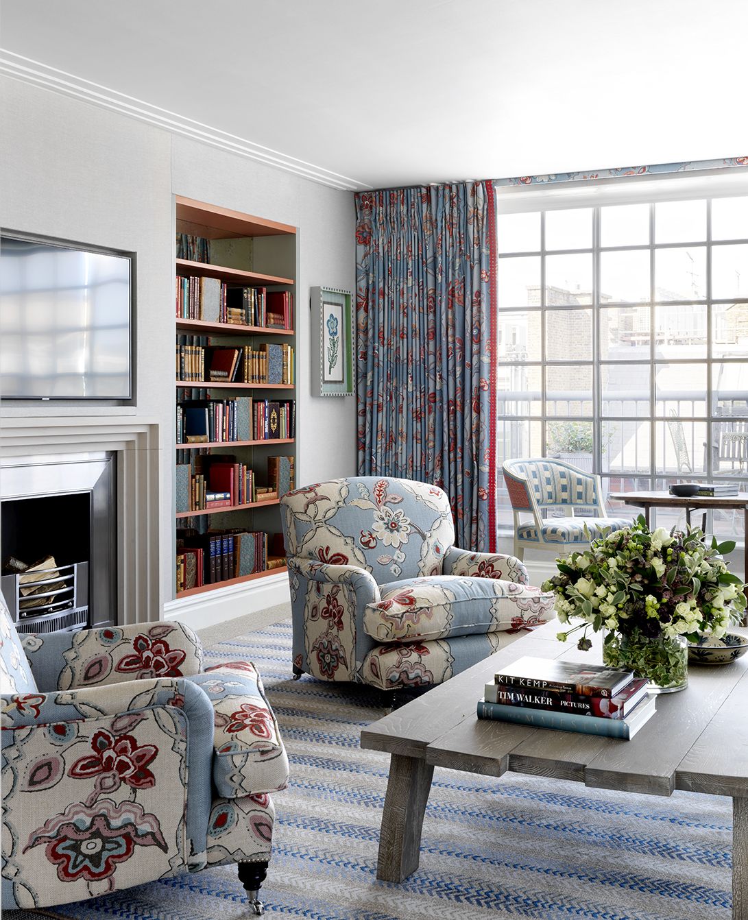 Seating area shot of room 504, the One Bedroom Terrace Suite at The Soho Hotel