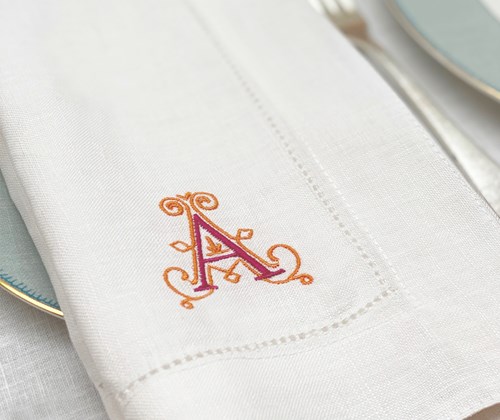 White Linen Napkin, Home Goods, monogrammed by Initially London