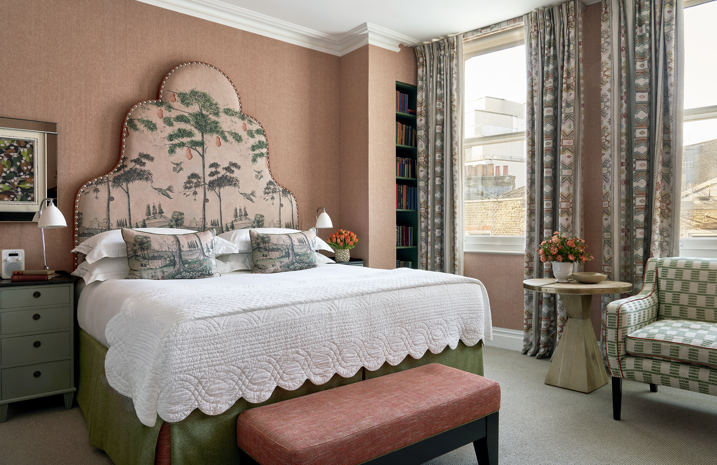 Bedroom shot of room 210, a Luxury Room at Charlotte Street Hotel