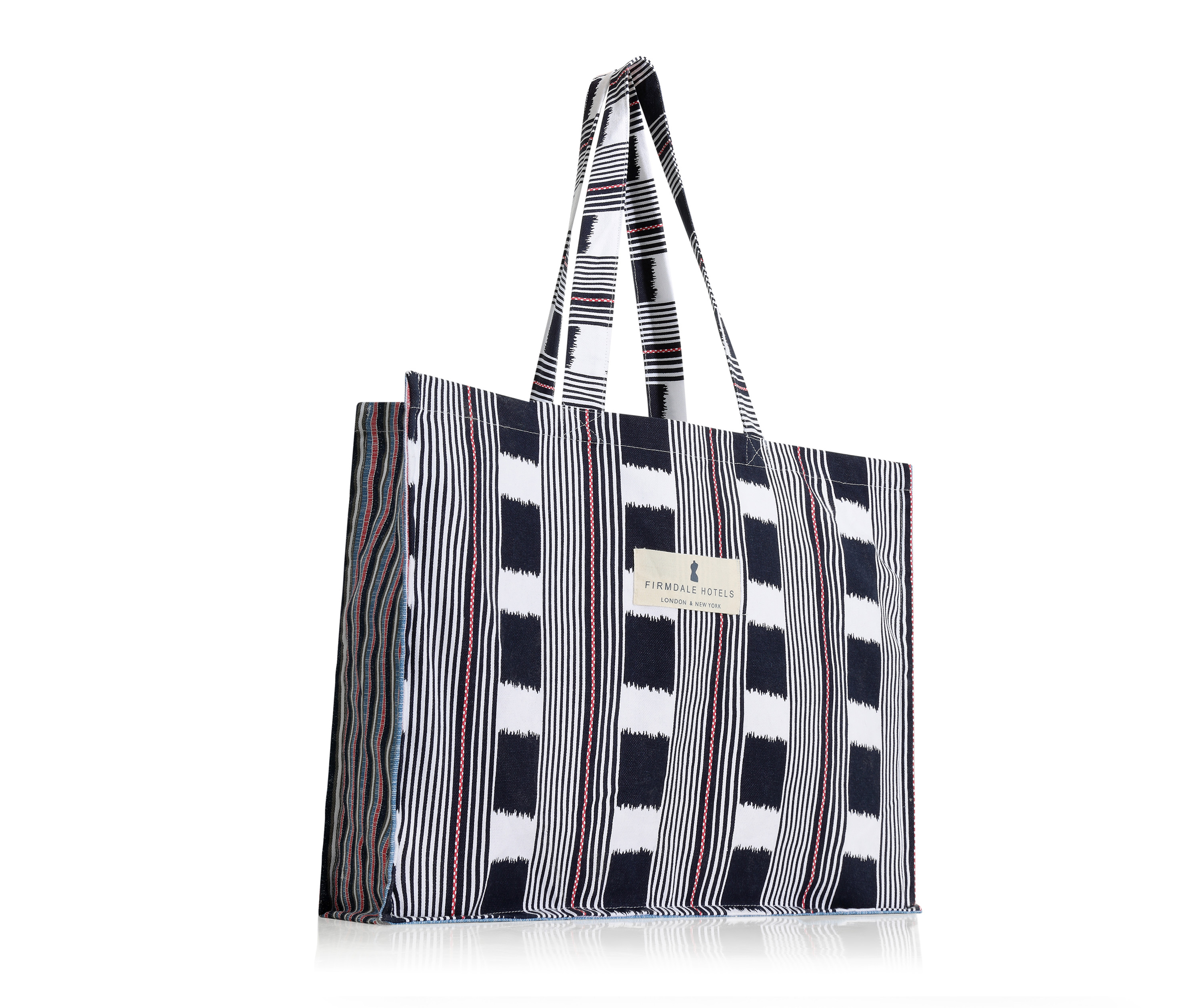 Navy and white online tote bag