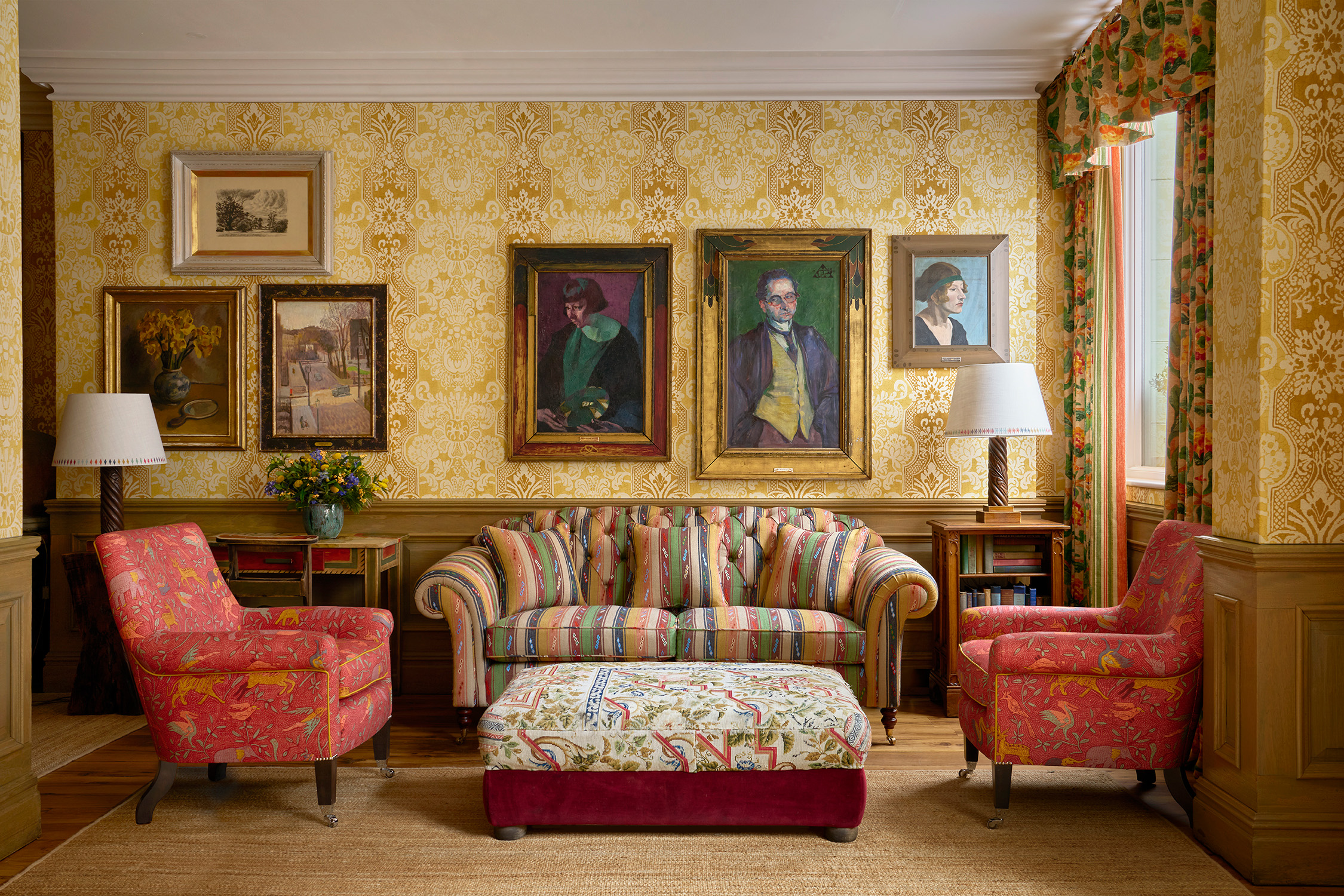 A shot of the corner of the Drawing Room at Charlotte Street Hotel