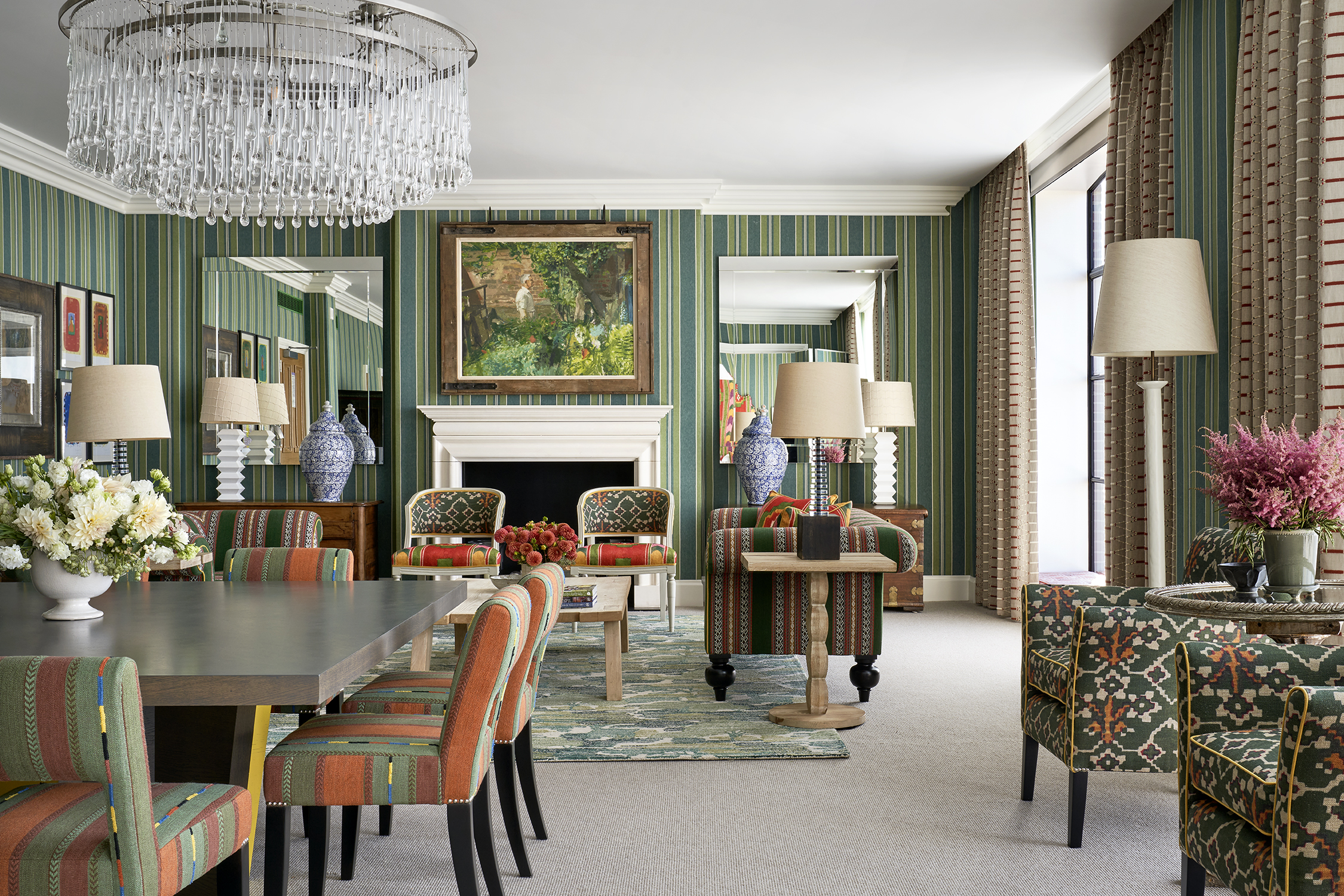 Living room shot of room 1107, a Two Bedroom Crosby Suite at Crosby Street Hotel