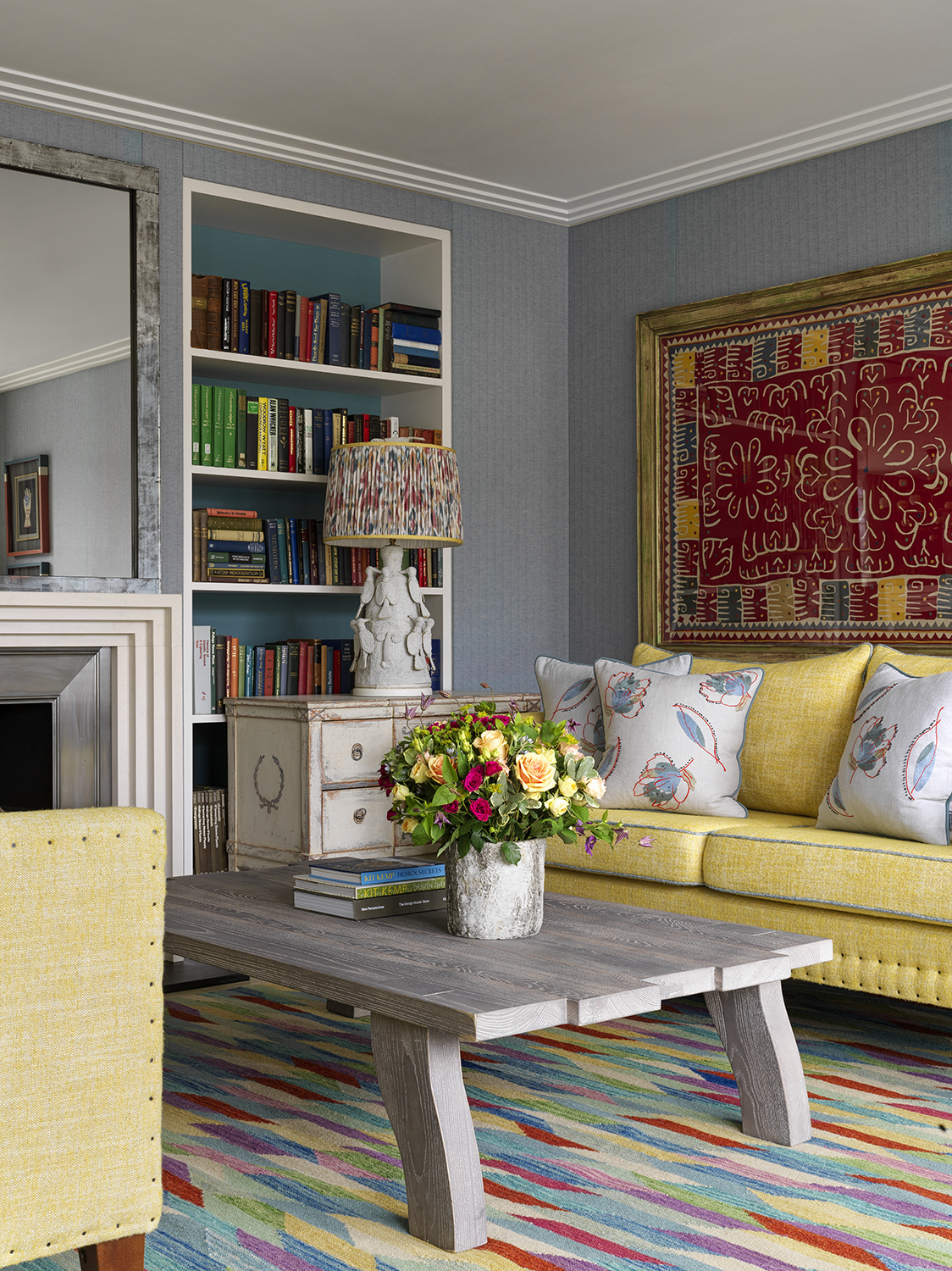 Close seating area shot of room 502, the Terrace Suite at Ham Yard Hotel