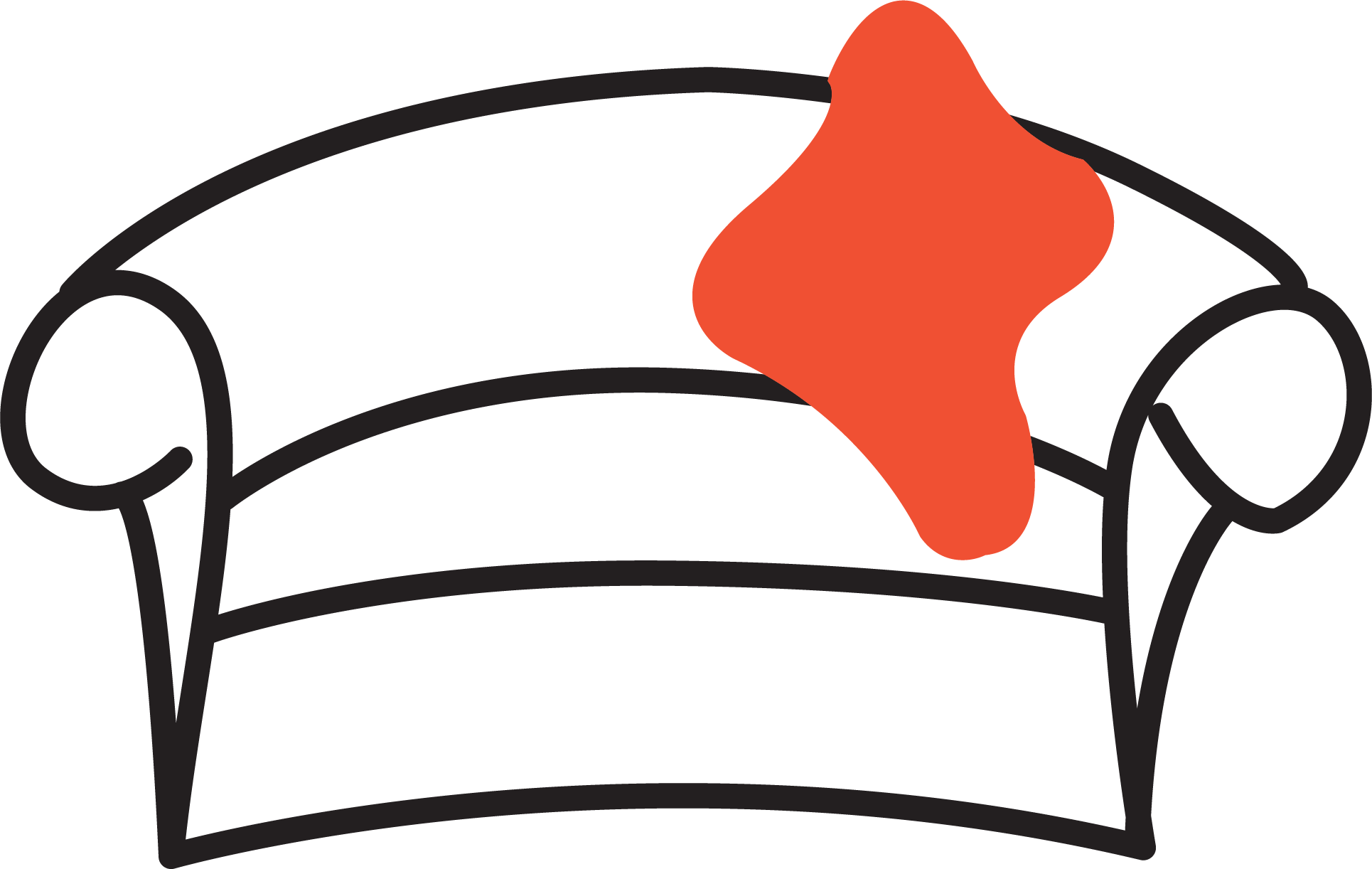 Number Sixteen icon. An animated poster of a white sofa with a orange cushion.