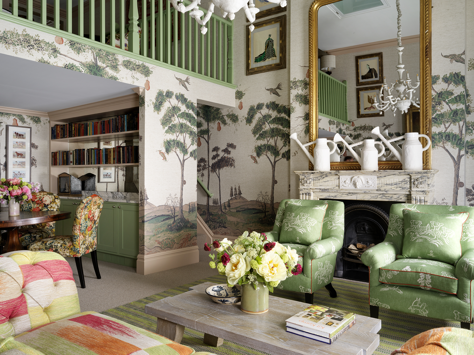 Living room and stairs shot of room 303, the Loft Suite at Covent Garden Hotel