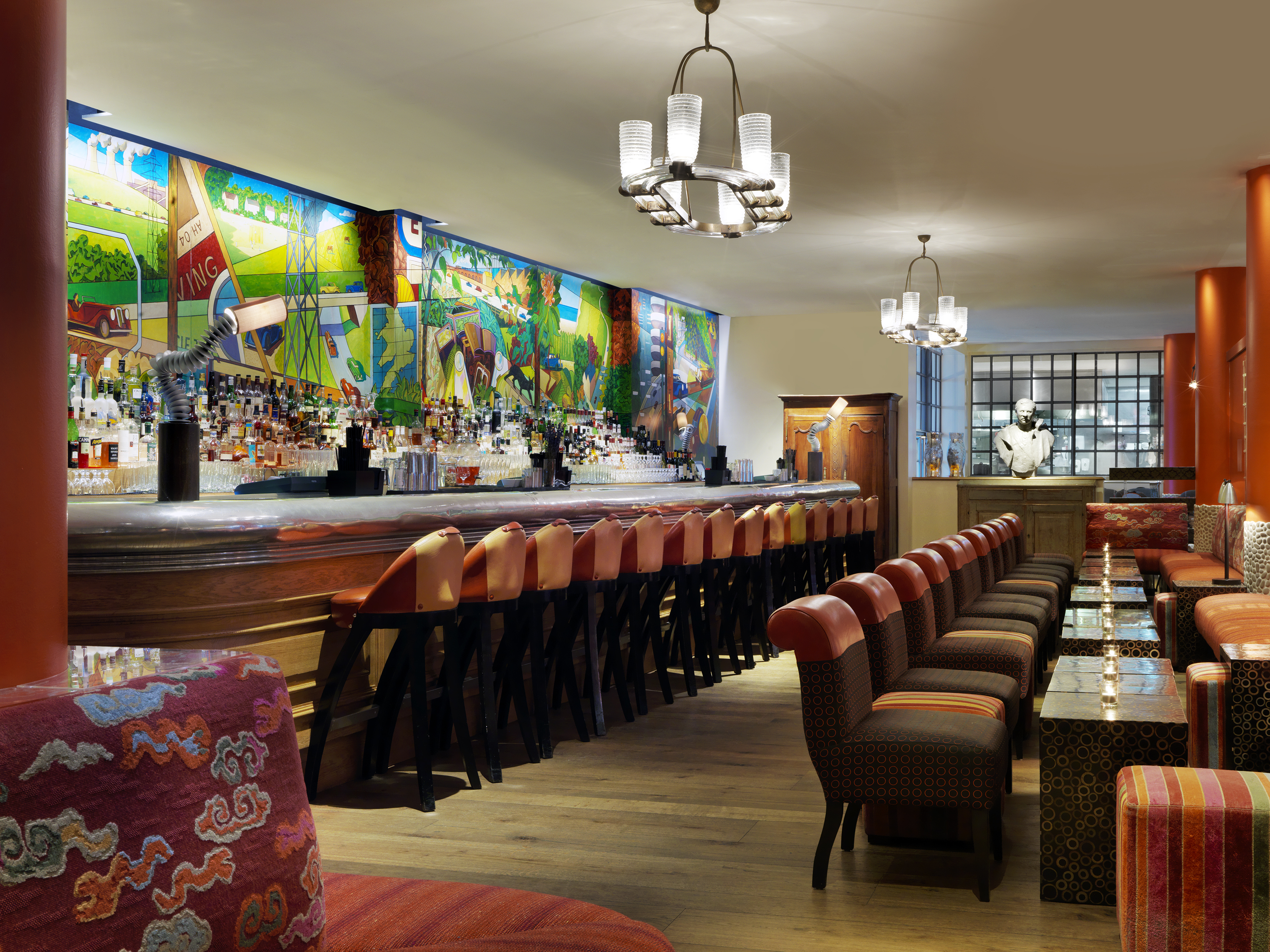 Wide shot of the Refuel Bar at The Soho Hotel