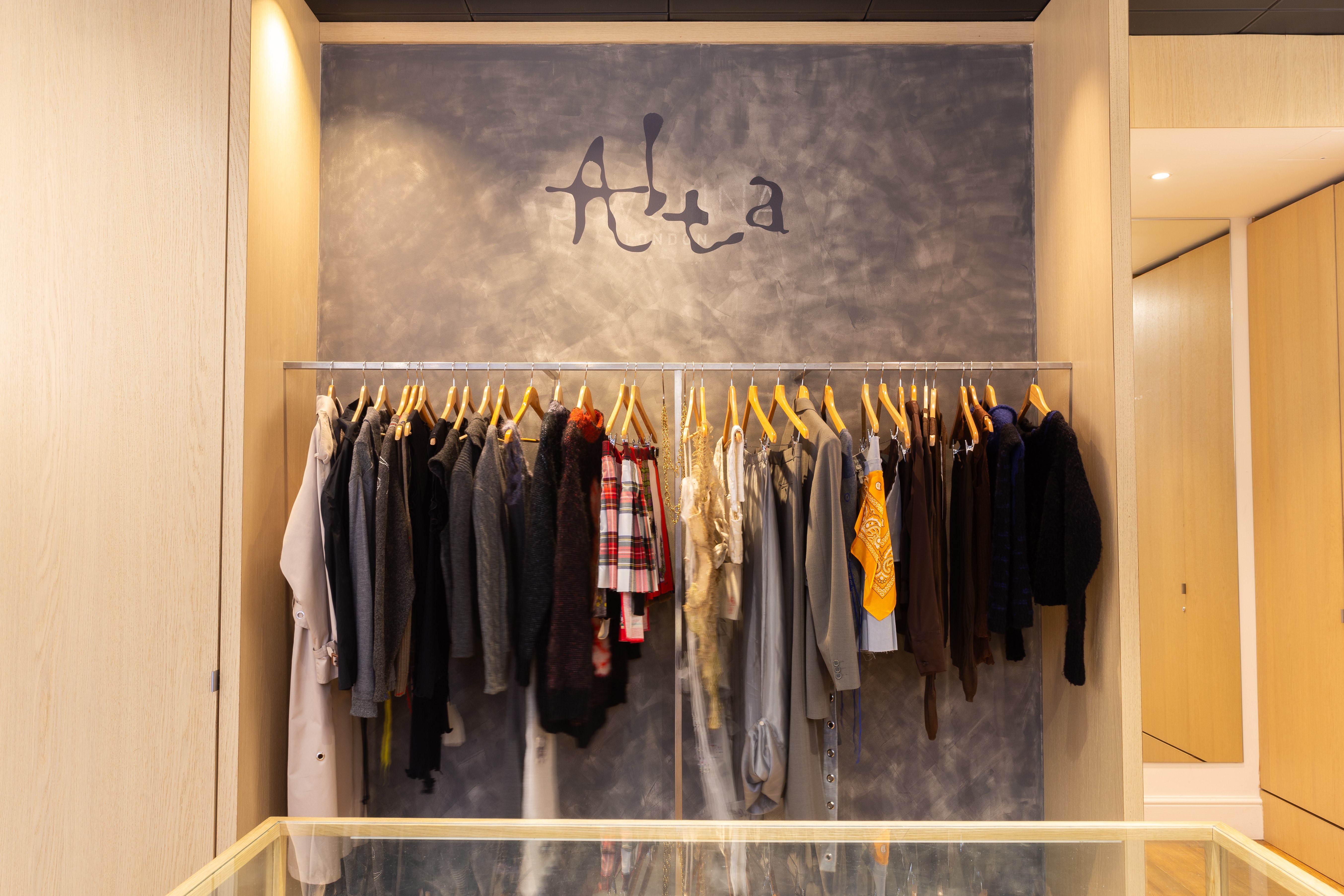 A clothes rail inside Alta Store in Ham Yard Village