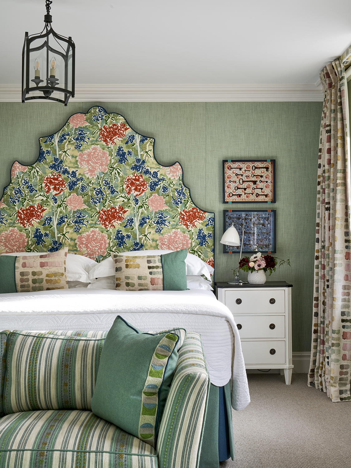 Portrait close bed shot of room 401, a Junior Suite at Knightsbridge Hotel