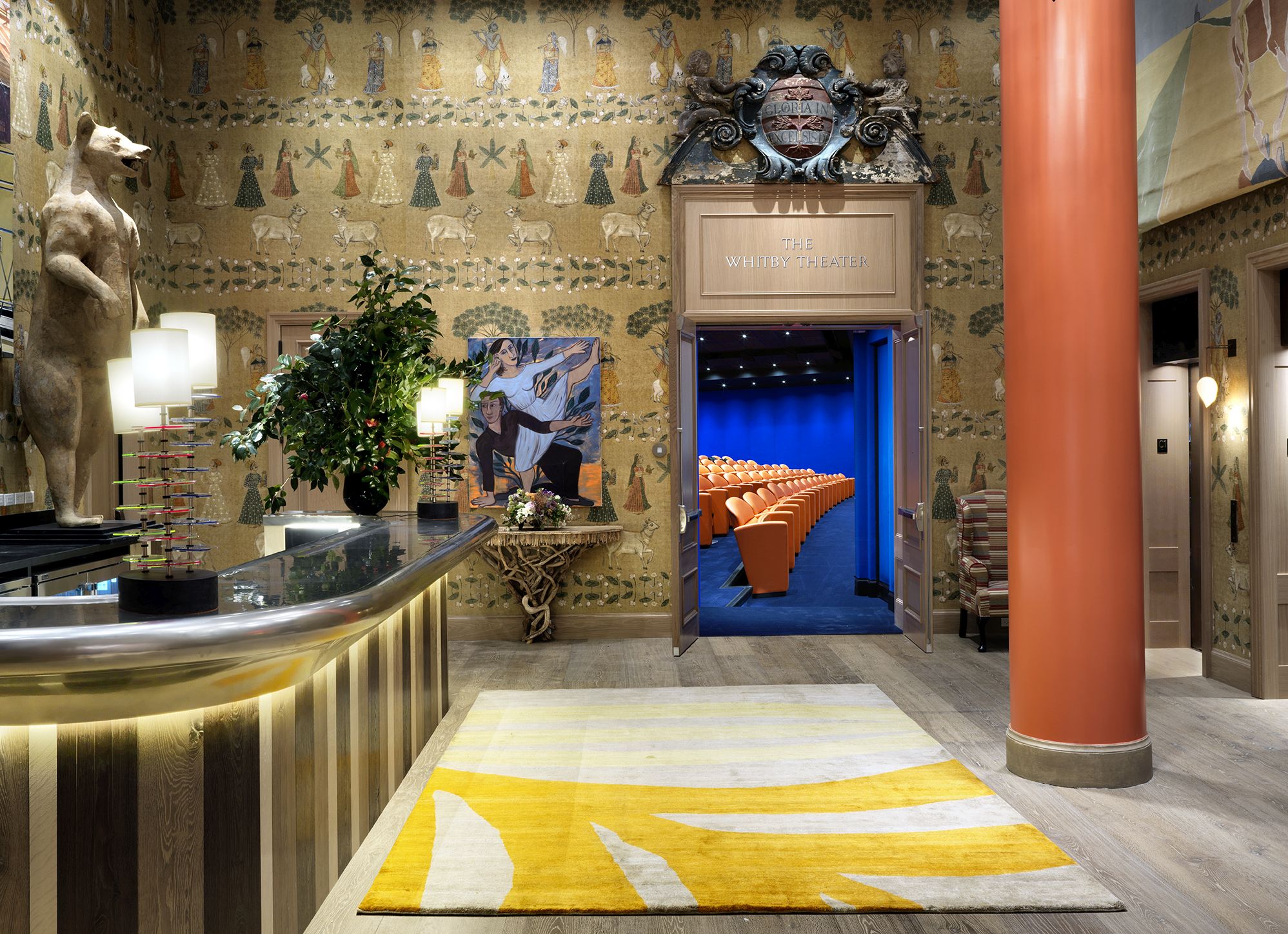 Shot of the private events lobby with door open to the Theater at the Whitby Hotel