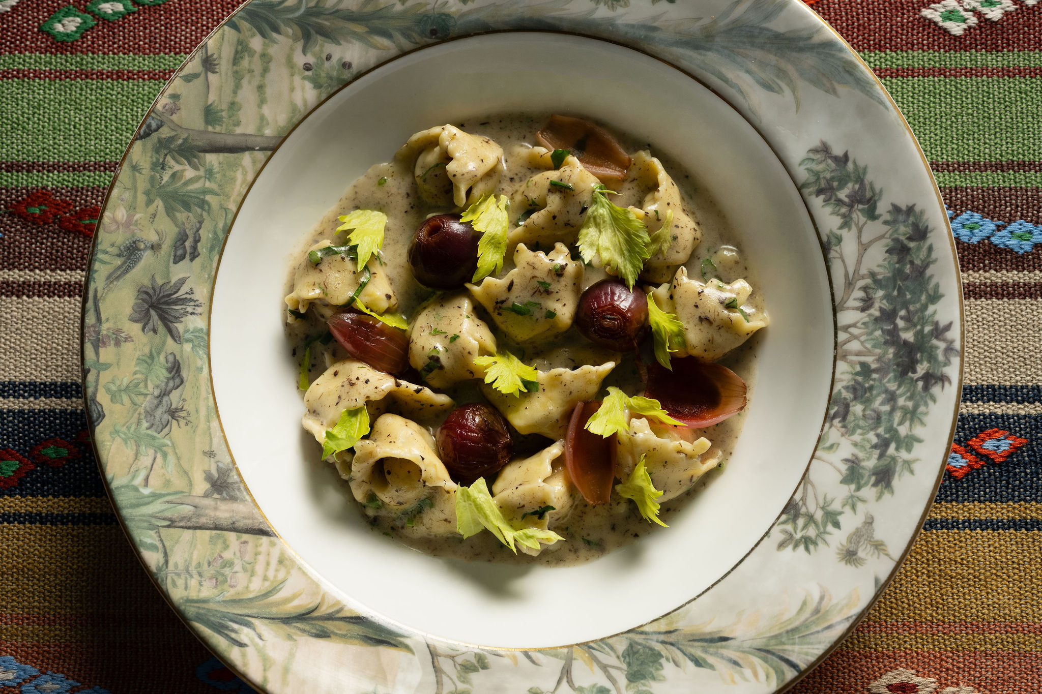 A close up picture of a ravioli dish from Warren Street Bar, A La Carte Menu on Tall Trees China at Warren Street Hotel