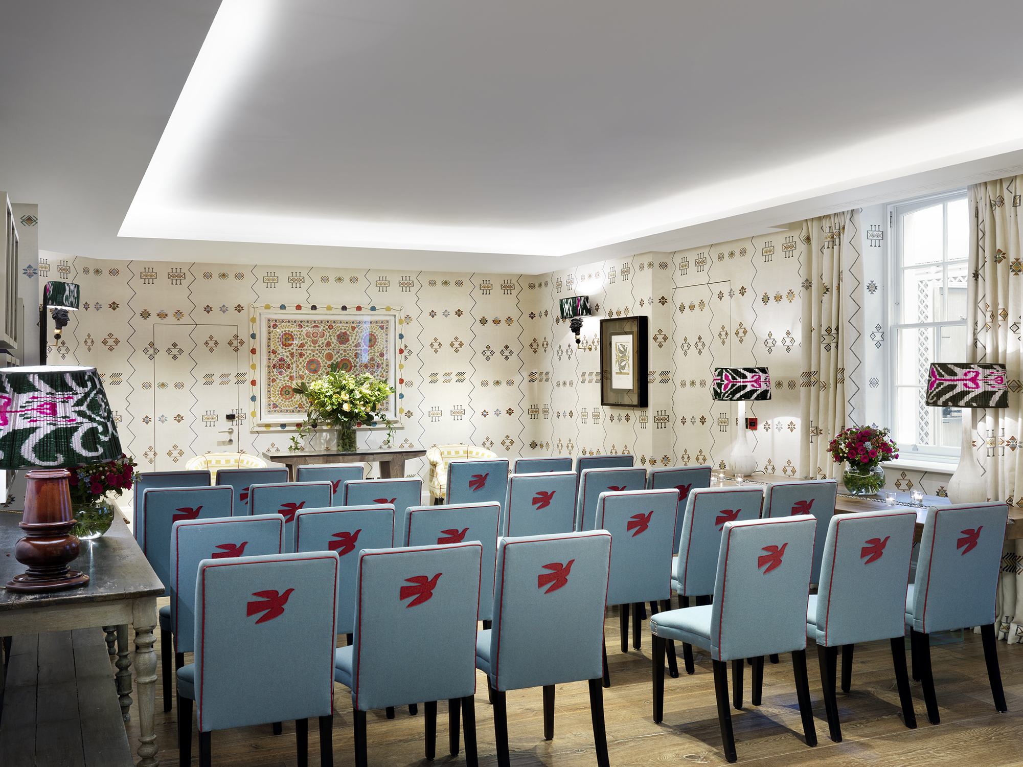 Wedding set up in the Rocklin private events room at Haymarket Hotel