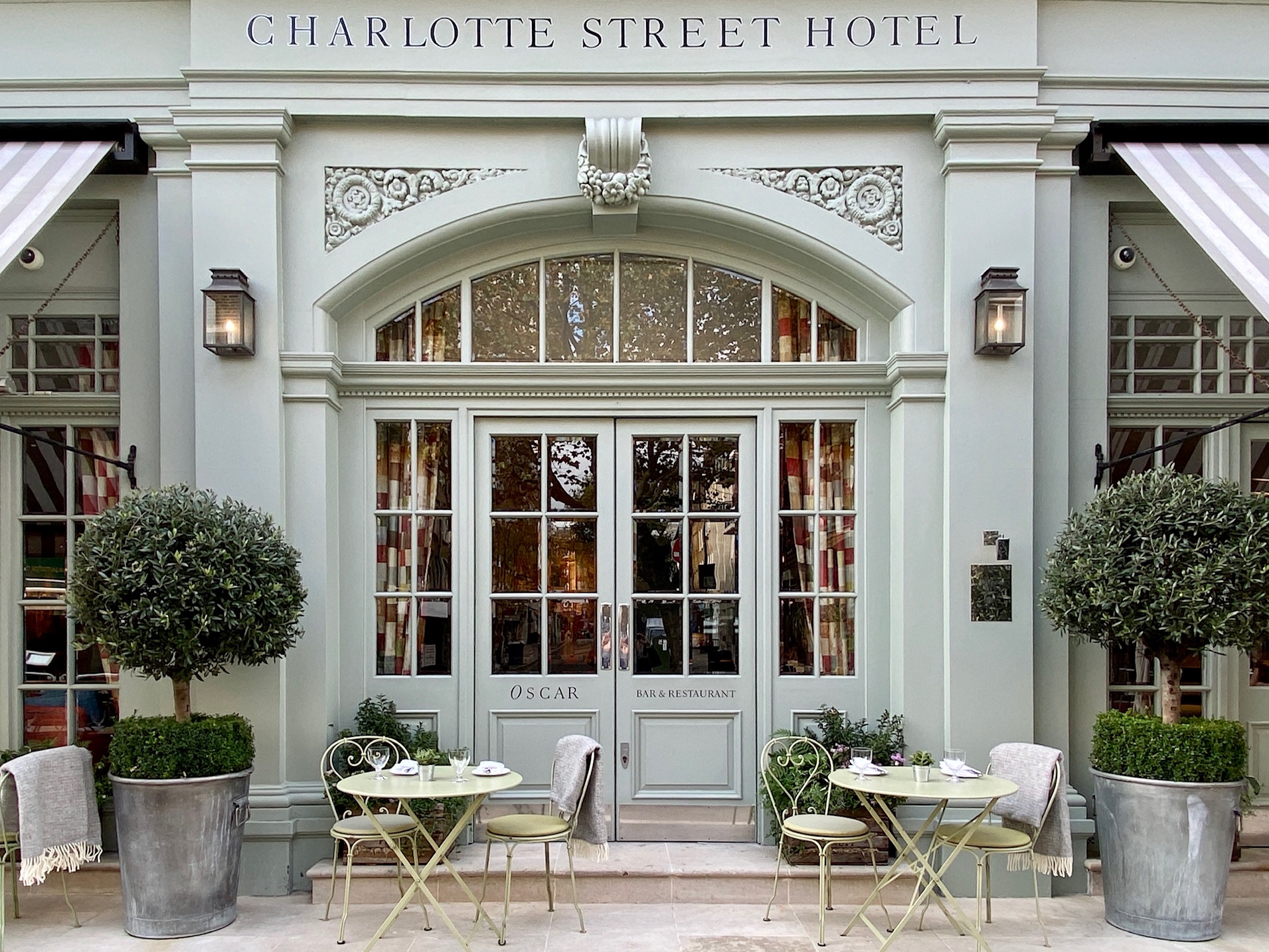 Close shot of Oscar Terrace at Charlotte Street Hotel