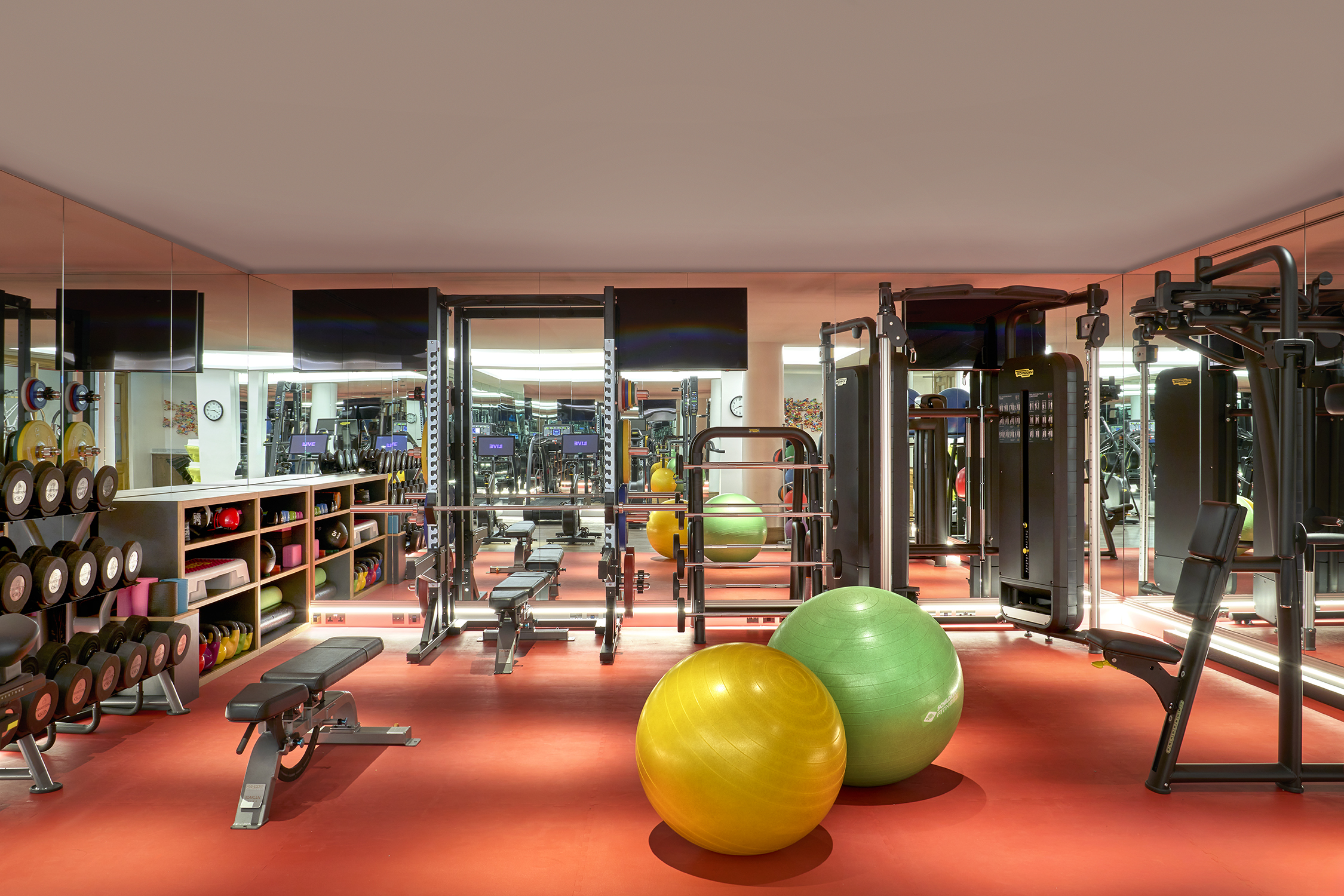 Close shot of the Gym at the Soho Hotel