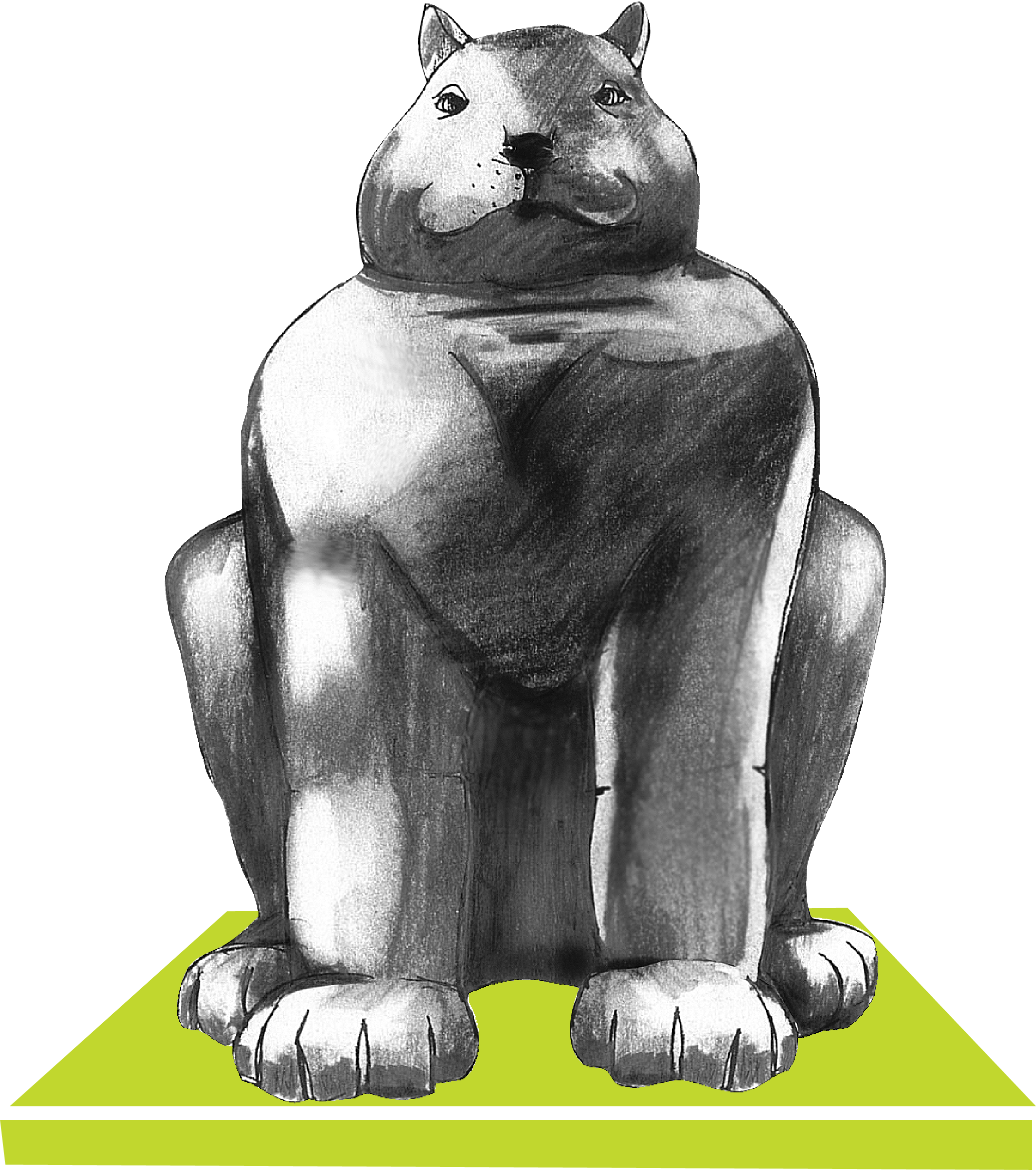 The Soho Hotel icon. An animated poster of a Botero on a light green floor.