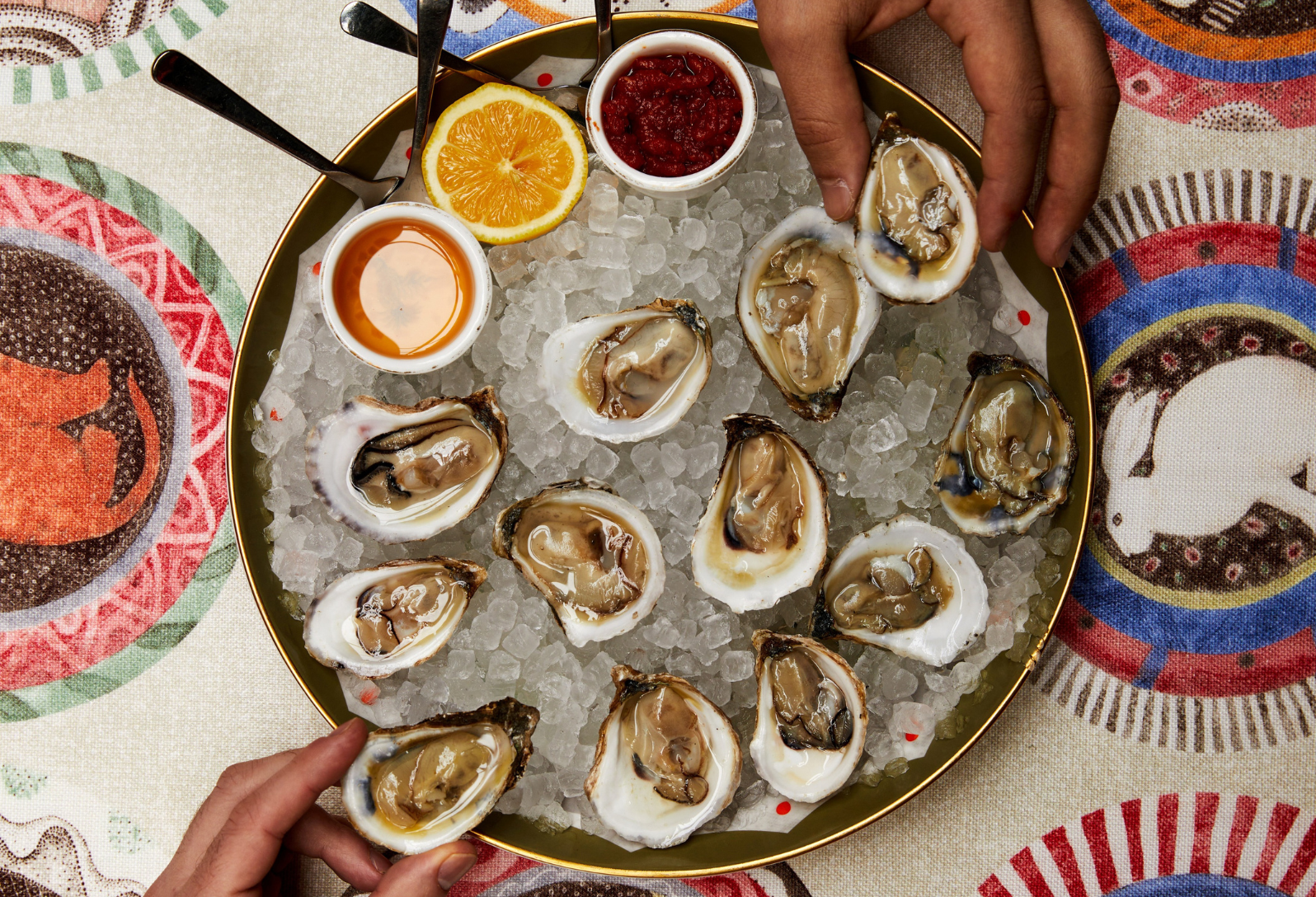 A close up image of the oysters at the warren street hotel.