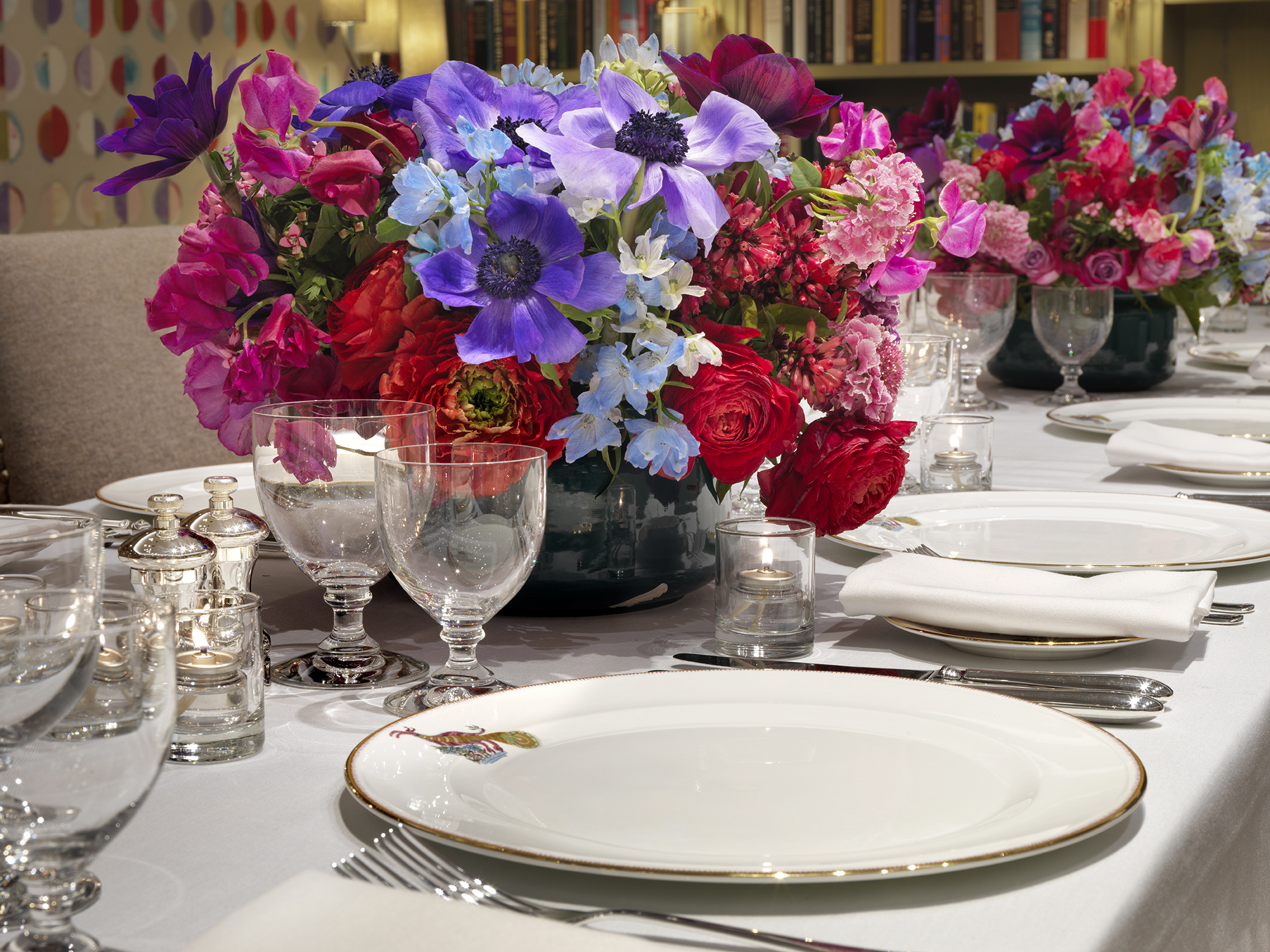 Close of shot of a dining table set-up in the Reading private events room at the Whitby Hotel