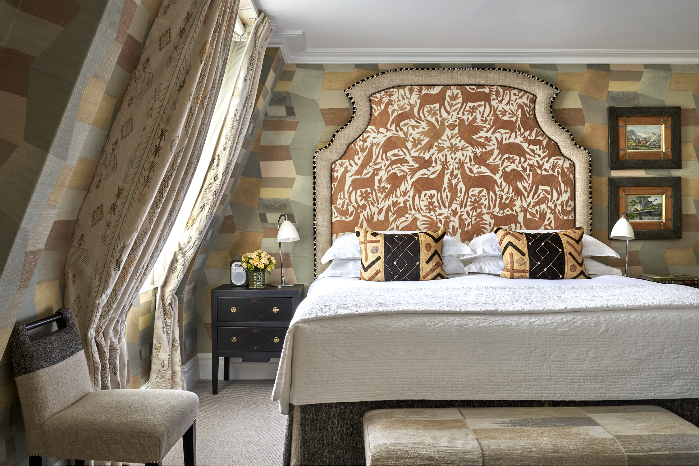 A front shot of the bed in Deluxe Room 401 at Charlotte Street Hotel