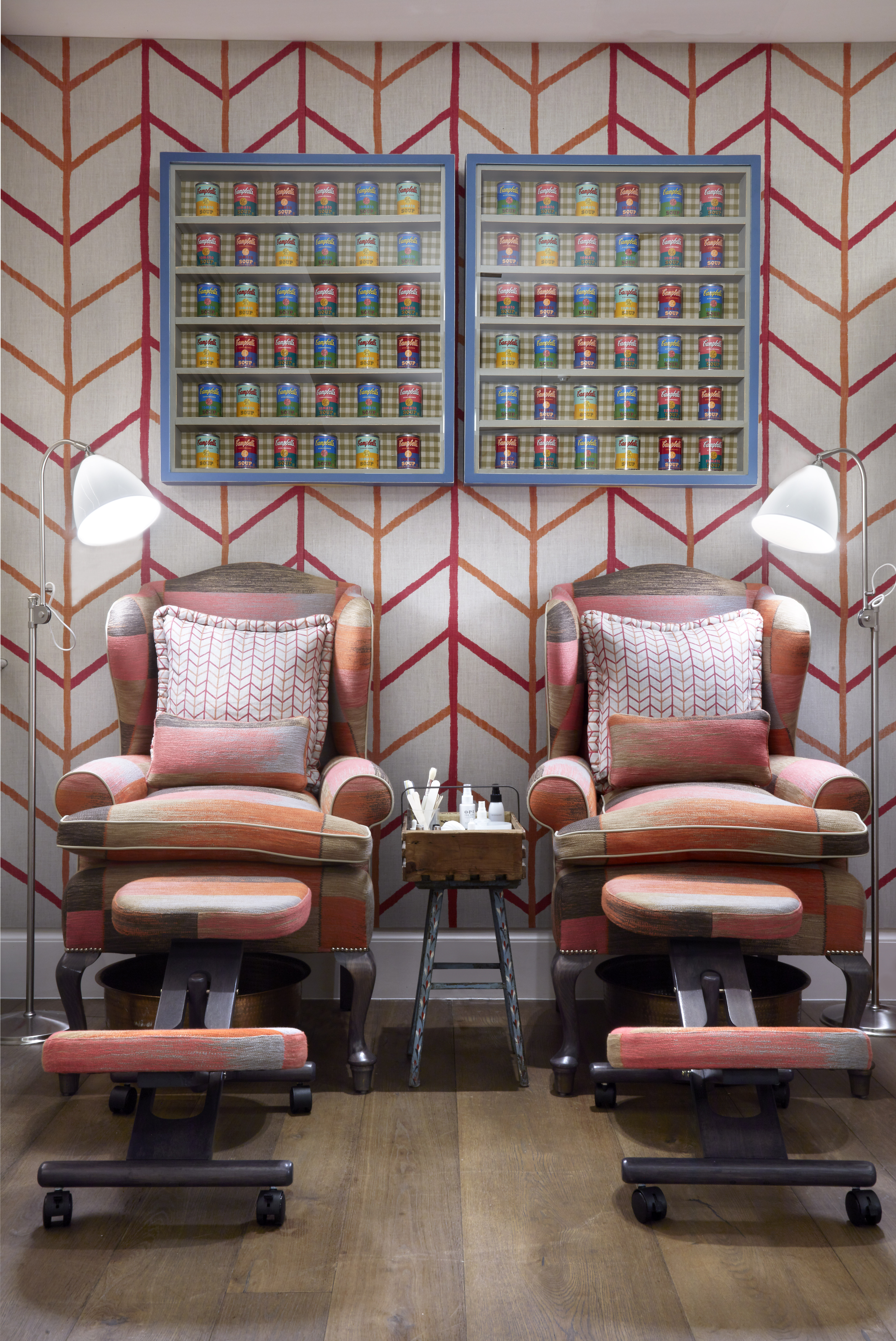 Two pedicure chairs in the nail bar at Soholistic Spa
