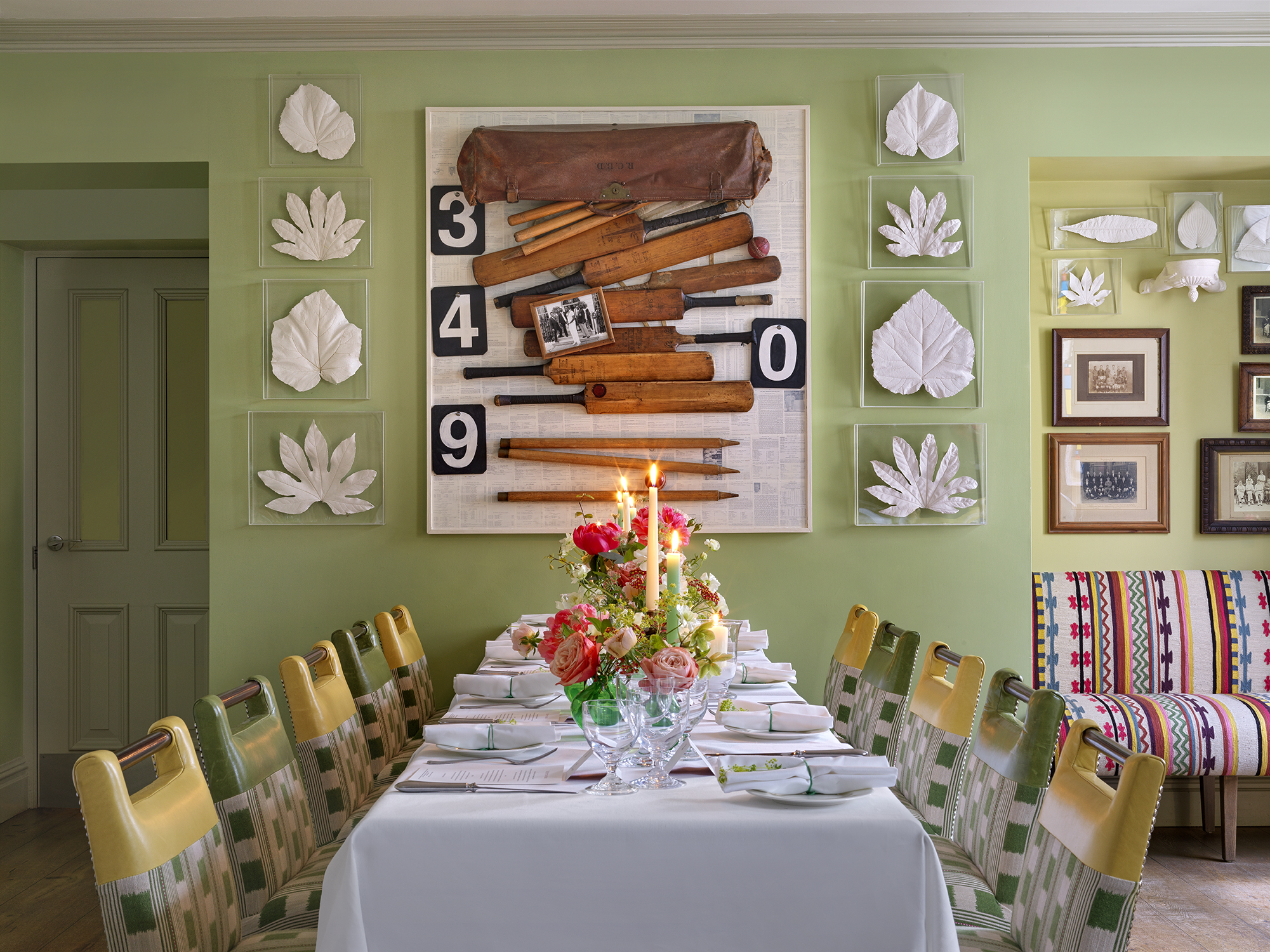 Close shot a long dining table for a wedding set-up in the Potting Shed at Dorset Square Hotel