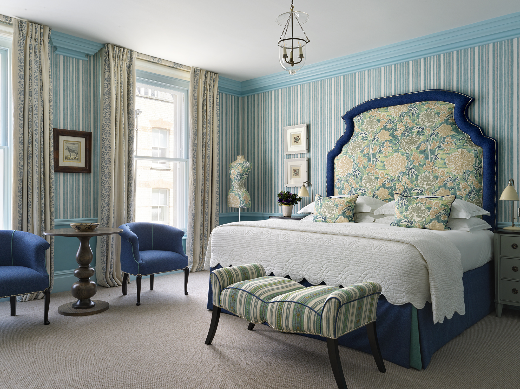 Bedroom shot of room 202, a Deluxe Junior Suite at Covent Garden Hotel