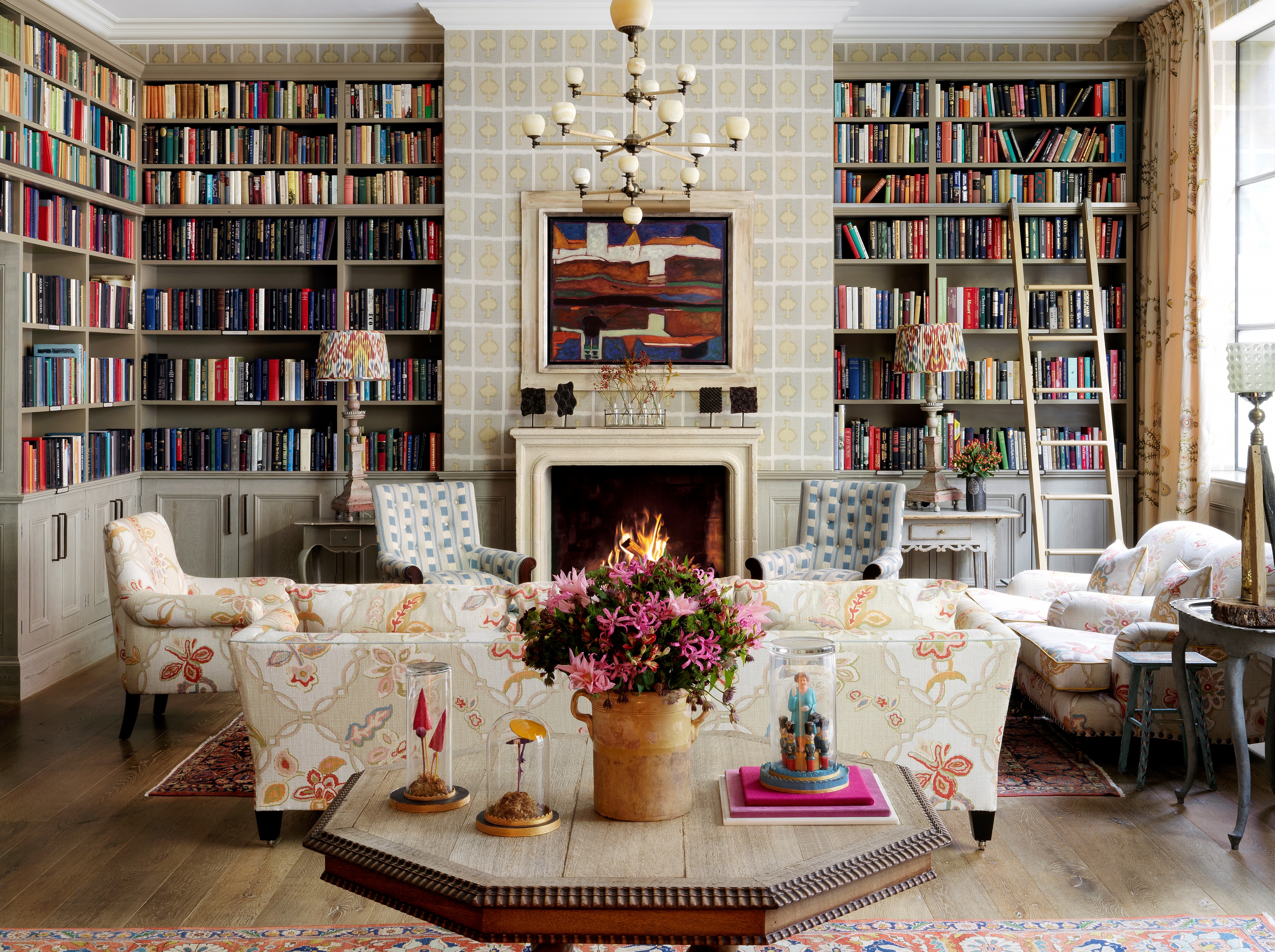 Wide shot of the Library at Ham Yard Hotel