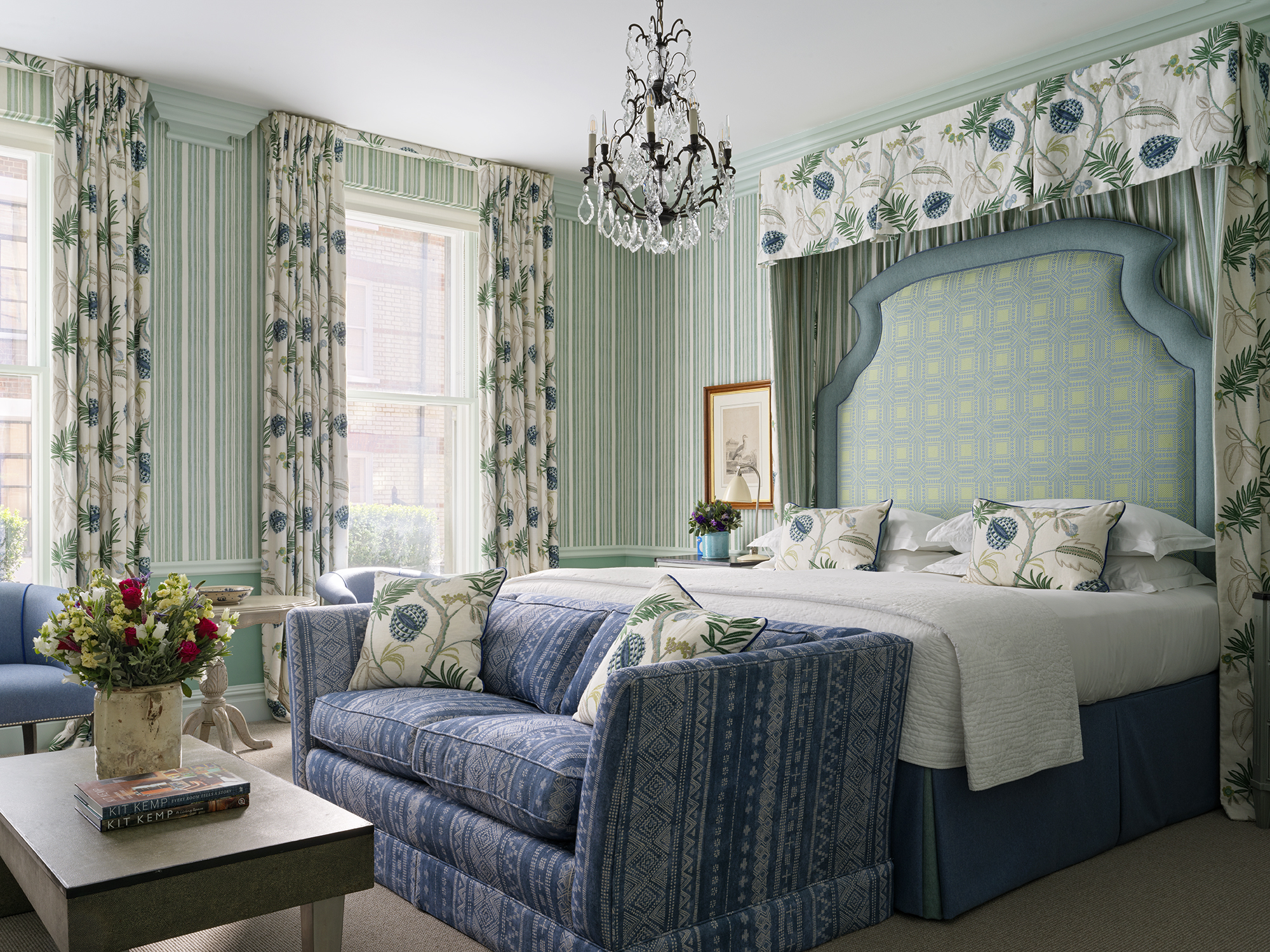 Bedroom shot of room 102, a Deluxe Junior Suite at Covent Garden Hotel