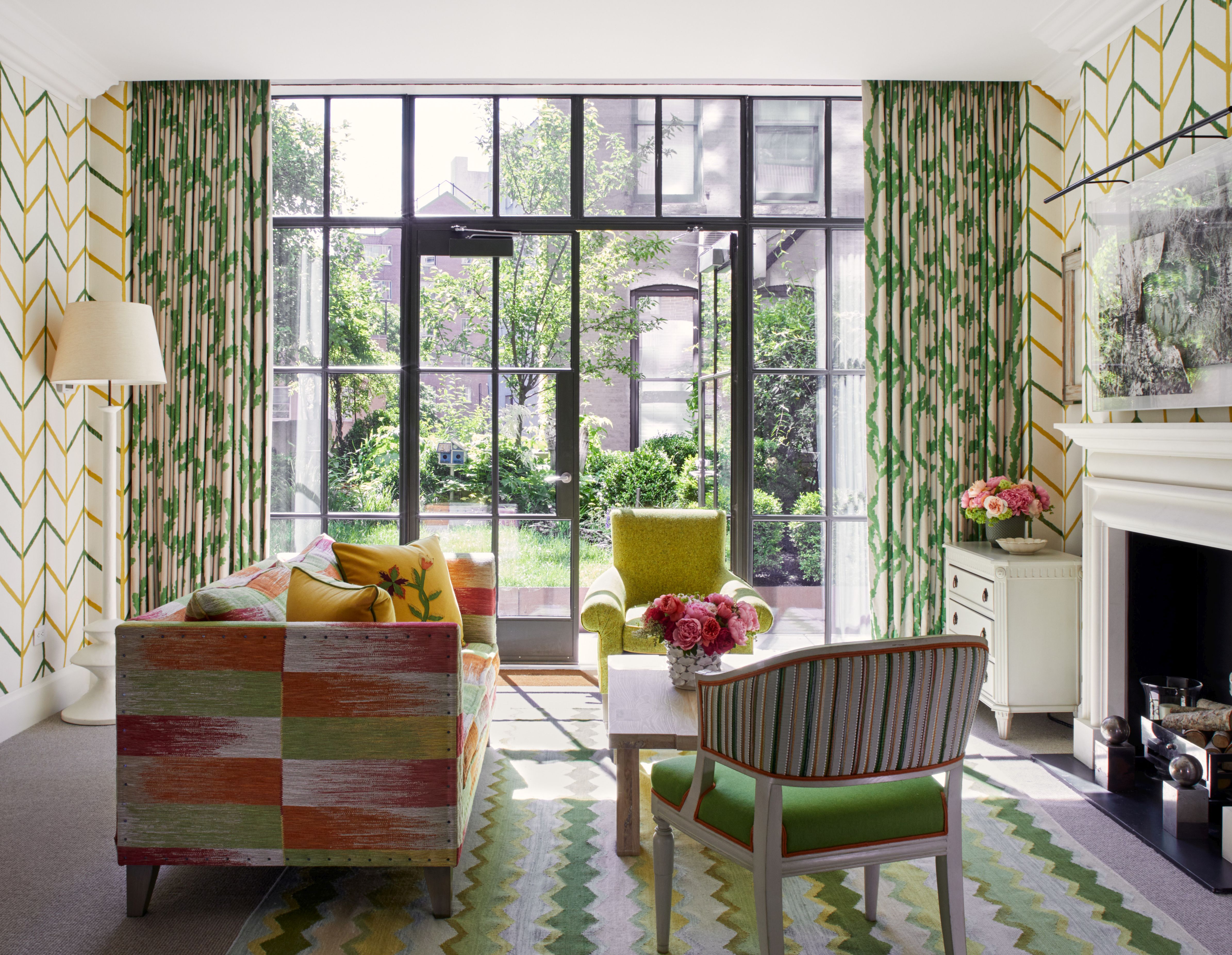 Side living room shot of the Meadow Suite at Crosby Street Hotel