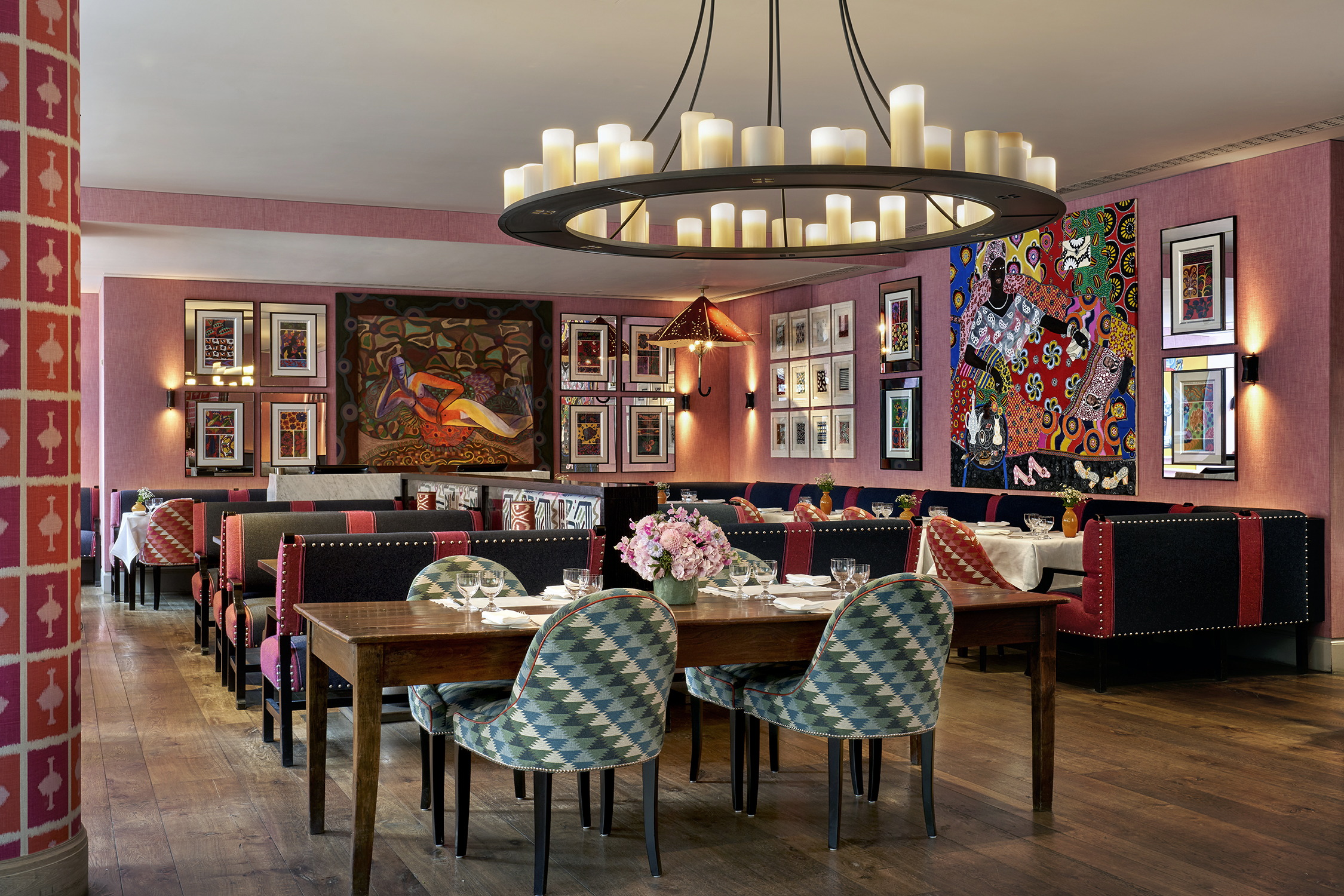 Diagonal shot of Brumus Restaurant at Haymarket Hotel