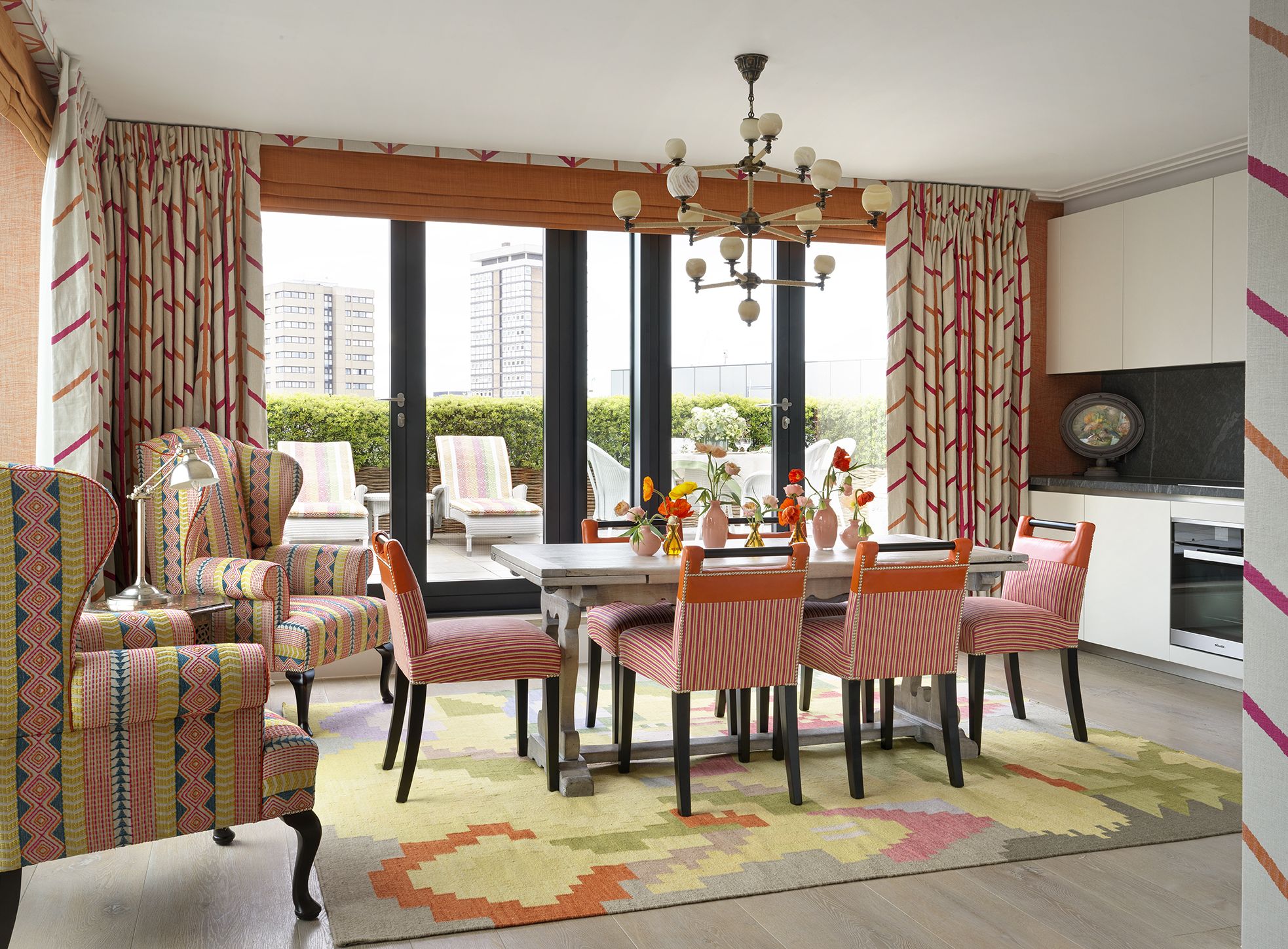 Dining room shot of Residence 24, the Penthouse Residence at Ham Yard Hotel