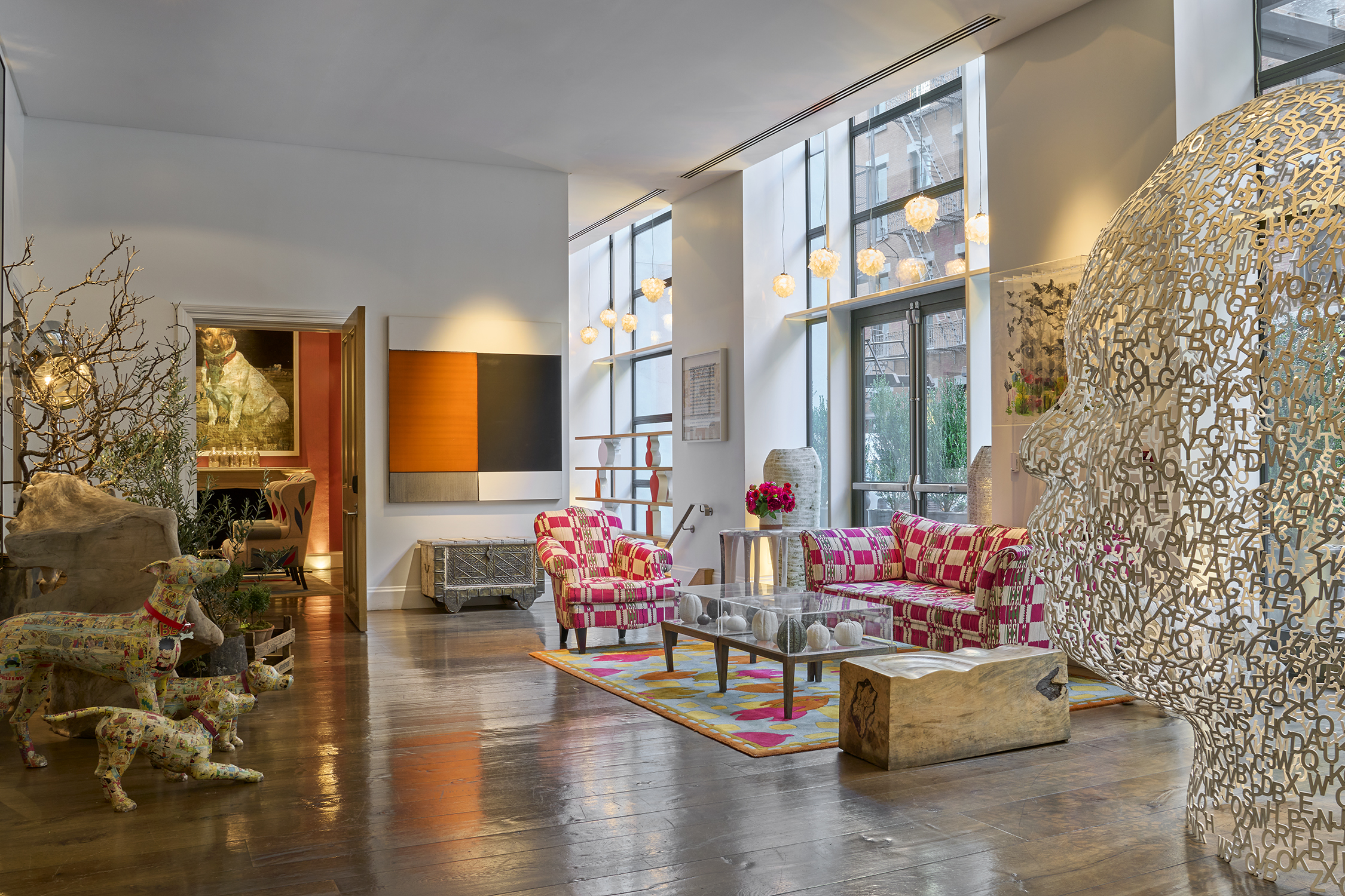an image of the seating area in the Lobby at Crosby Street Hotel.
