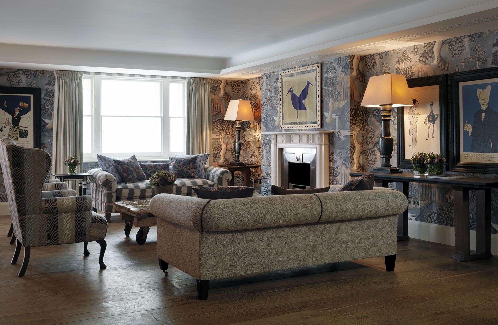 Lounge area in the Nash private events room at Haymarket Hotel