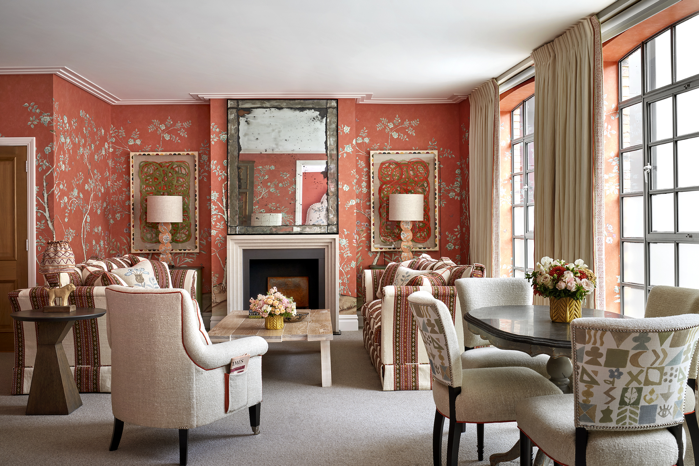 Wide bedroom shot of room 217, the One Bedroom Richmond Suite at The Soho Hotel