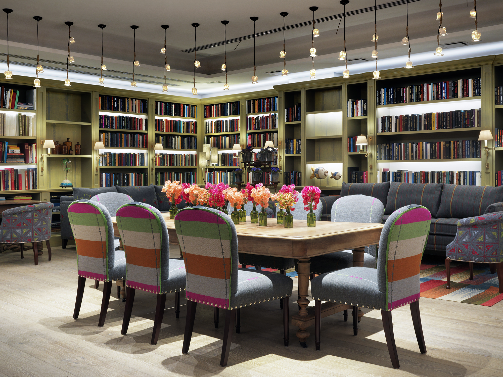 Diagonal shot of lounge and table area in the Reading private events room at the Whitby Hotel
