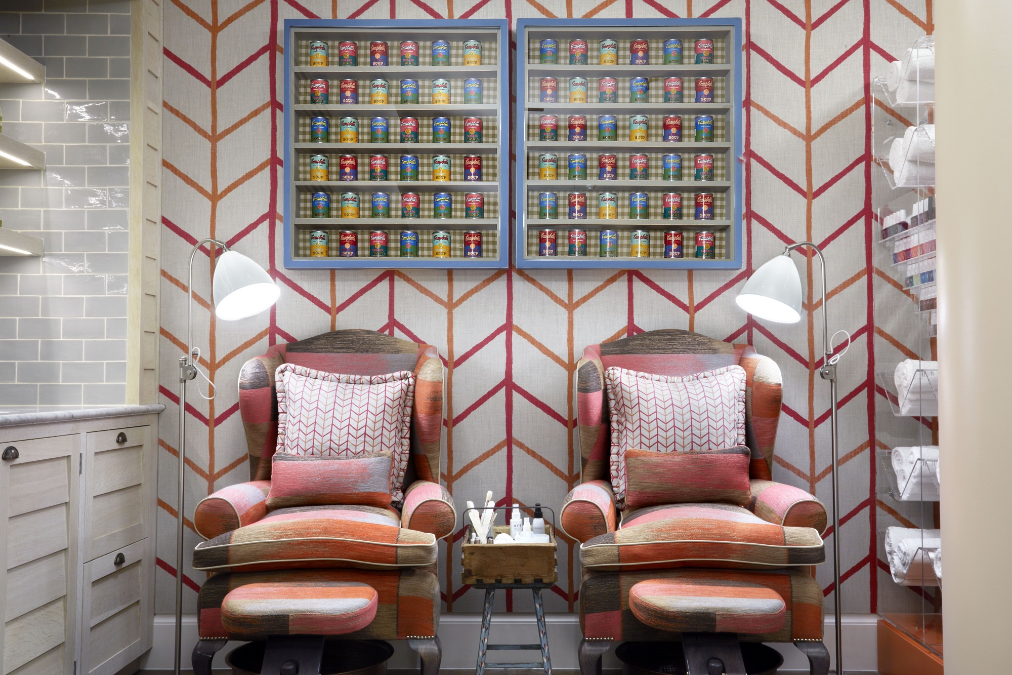 Two chairs of the Nail Bar in the Soholistic Spa at Ham Yard Hotel